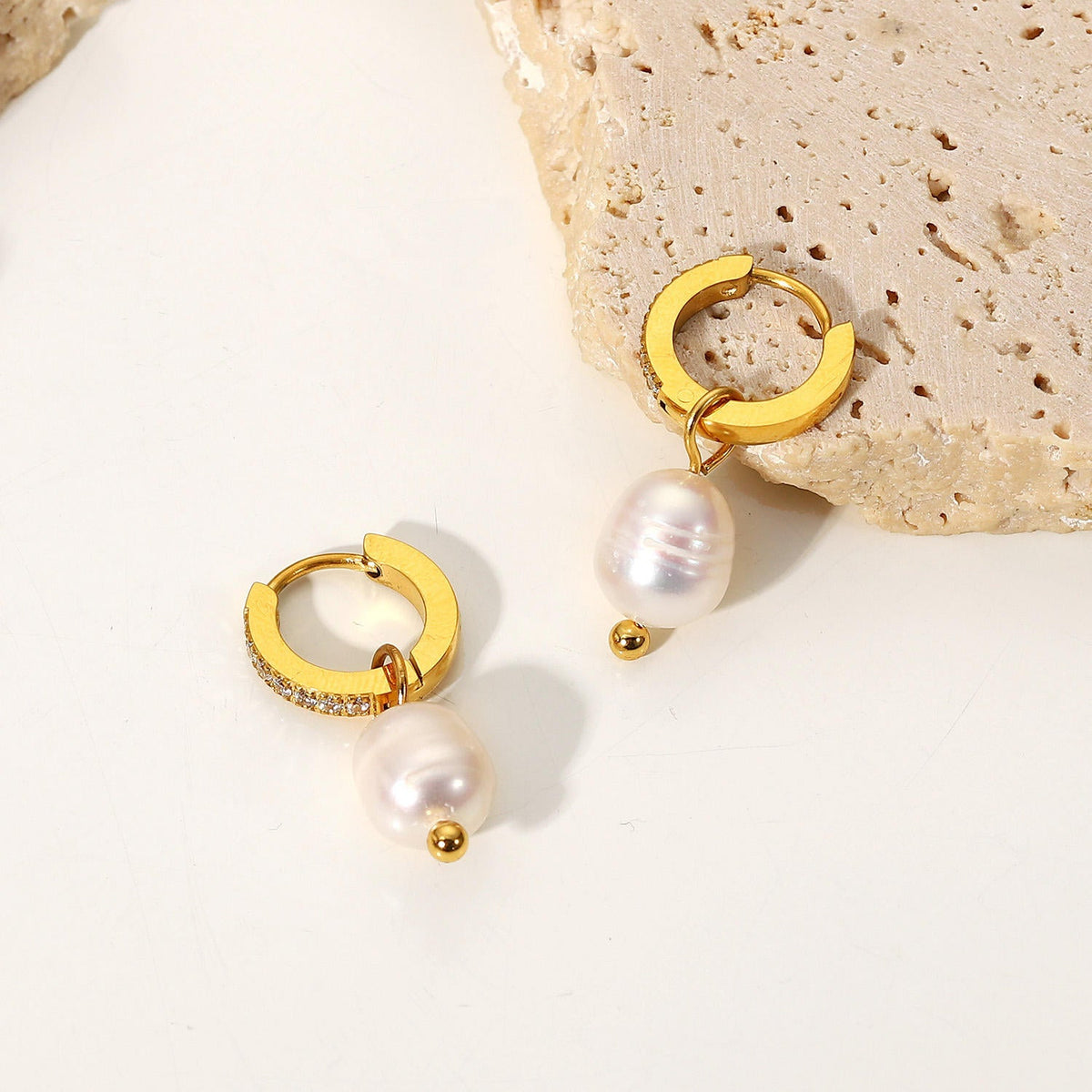 pearl creolen 2,75cm gold edelstahl