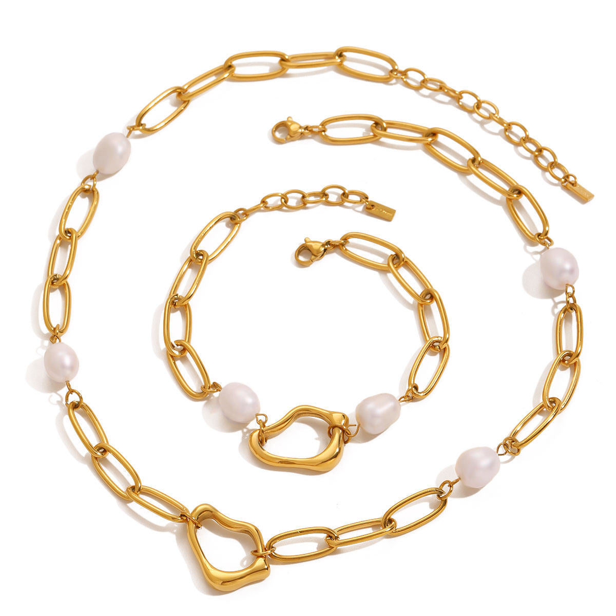 modern chain pearl set wasserfest hypoallergen