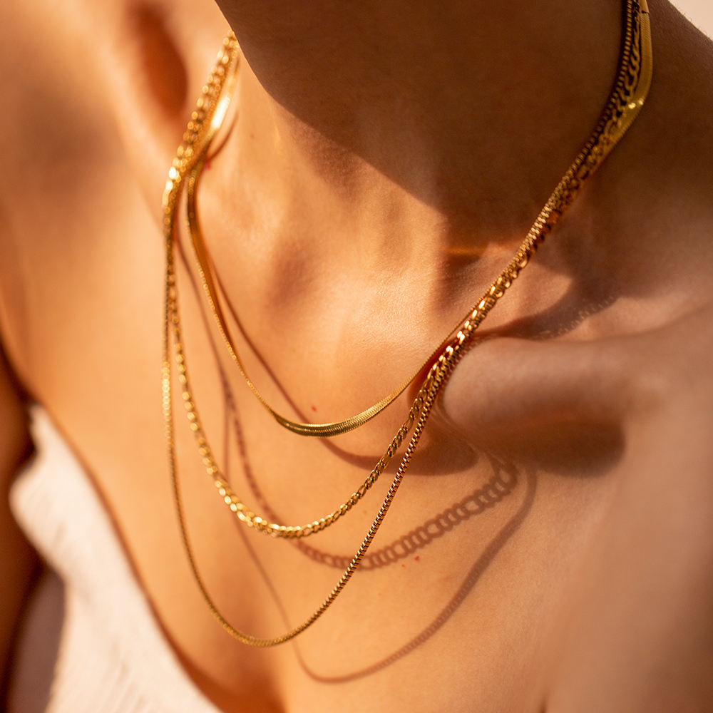golden trio kette bestseller minimalist jewelry stacking style