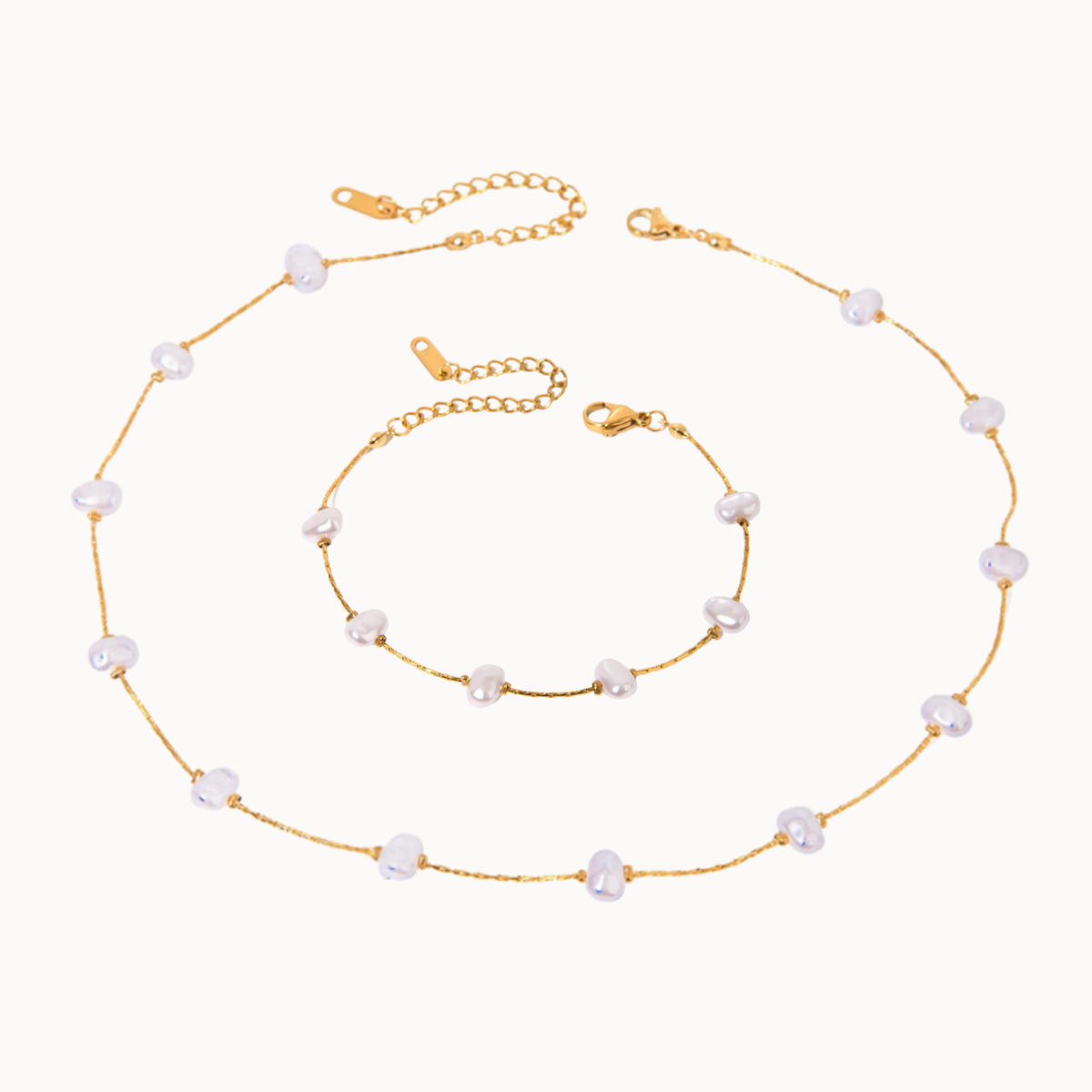 pearl touch set armband perlen gold edelstahl vergoldet