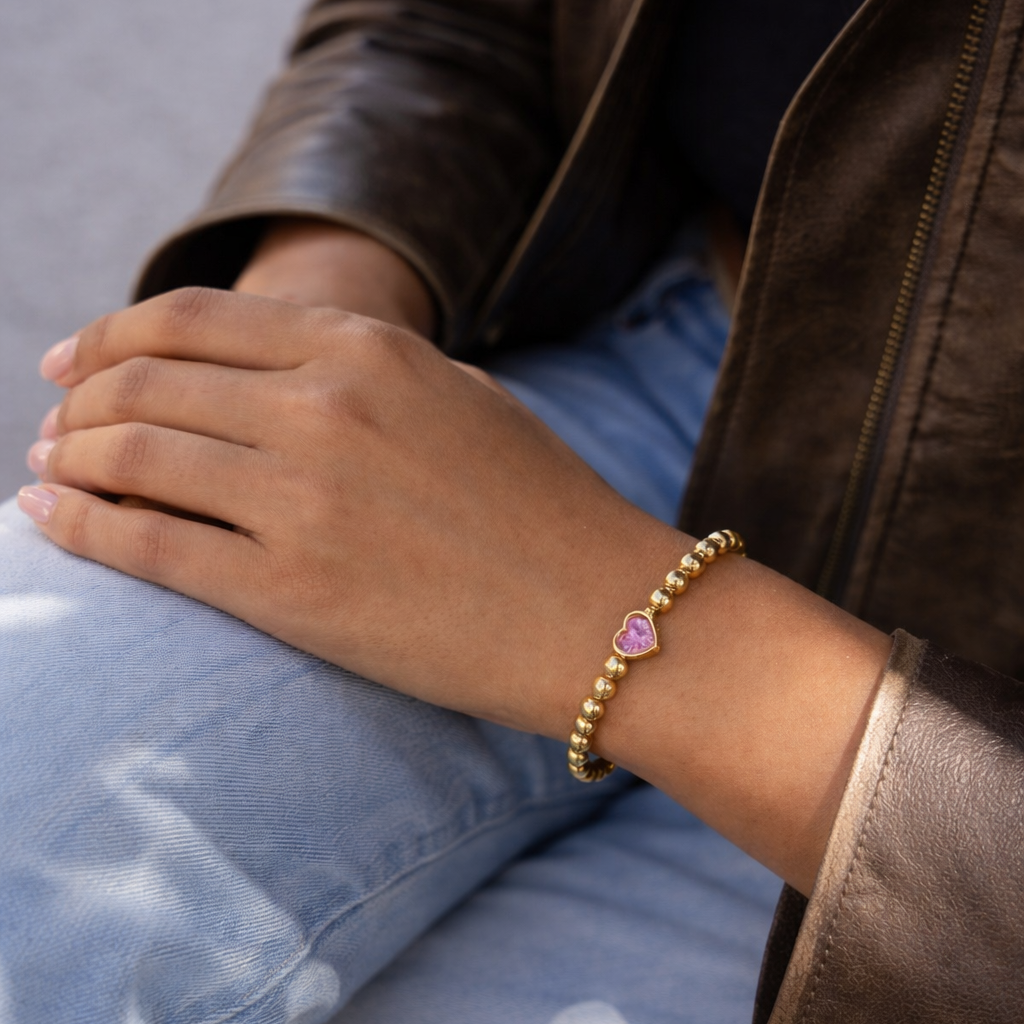 Slim Heart Bead Bracelet