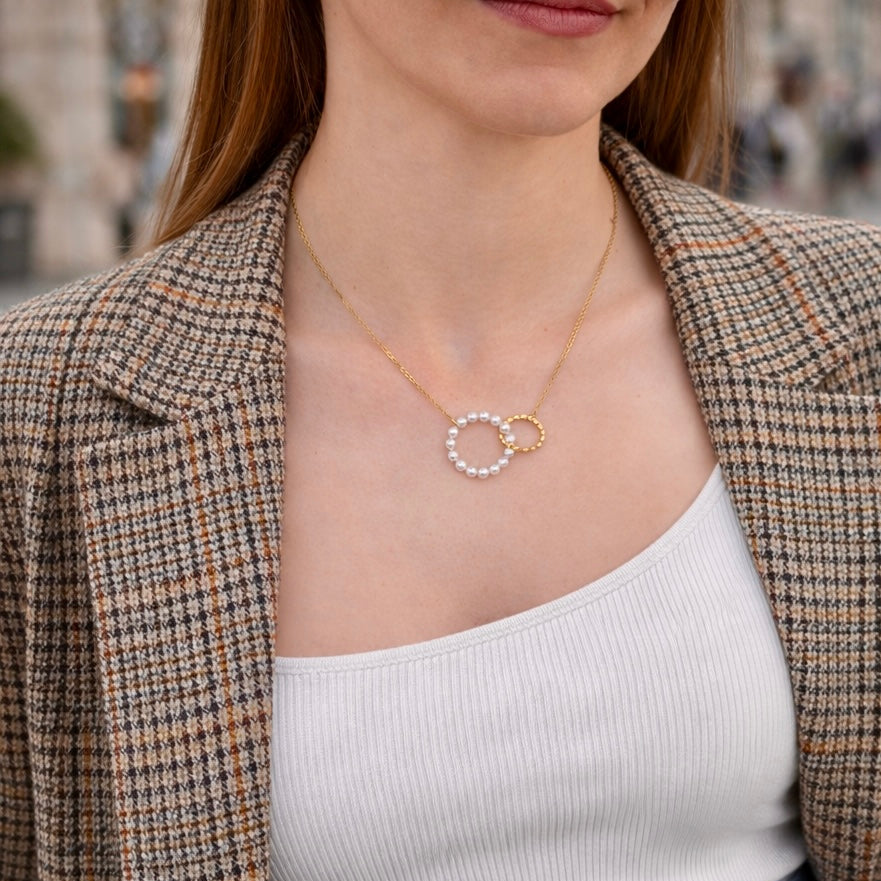 pearl circle necklace vergoldet modern