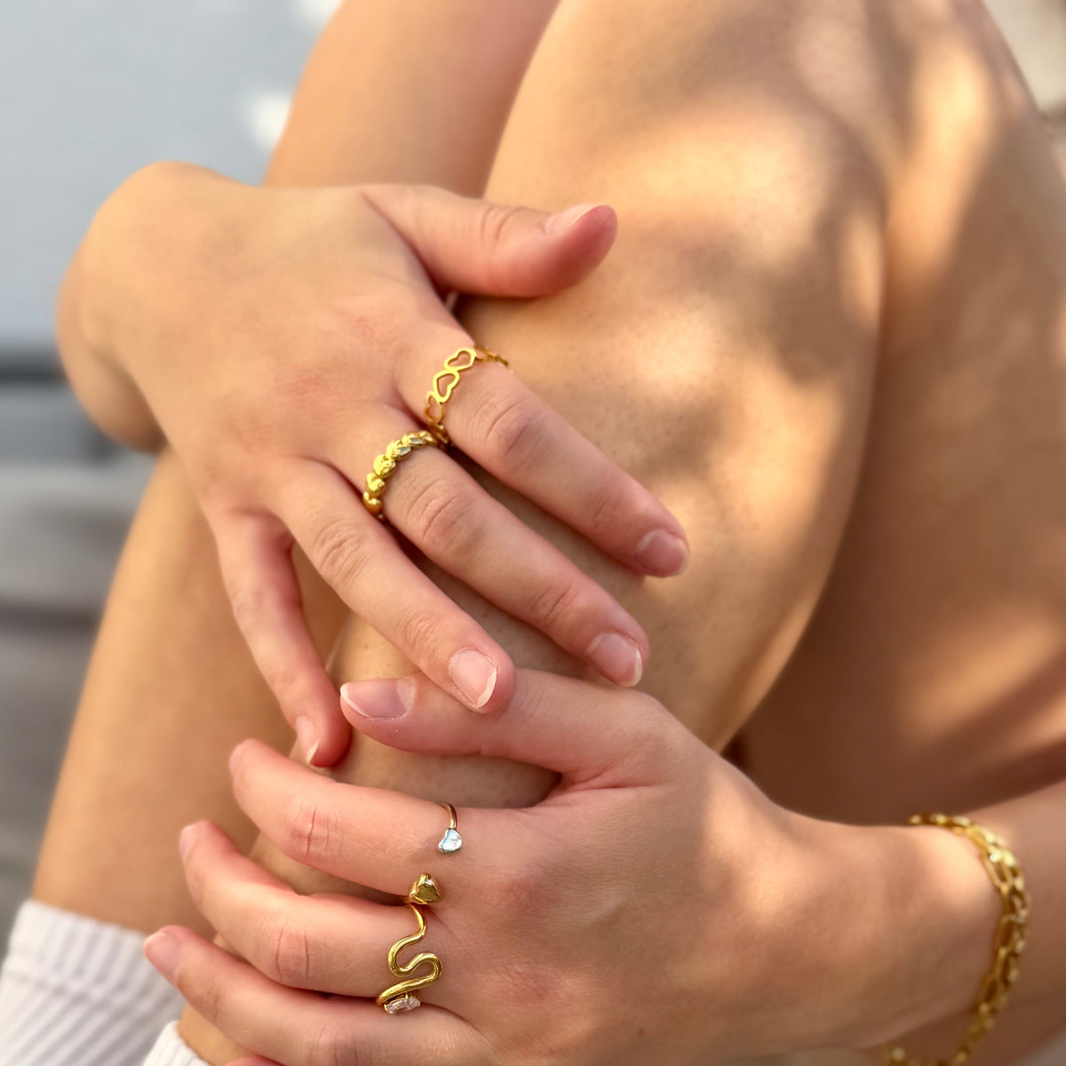 Slim Heart Chain Ring