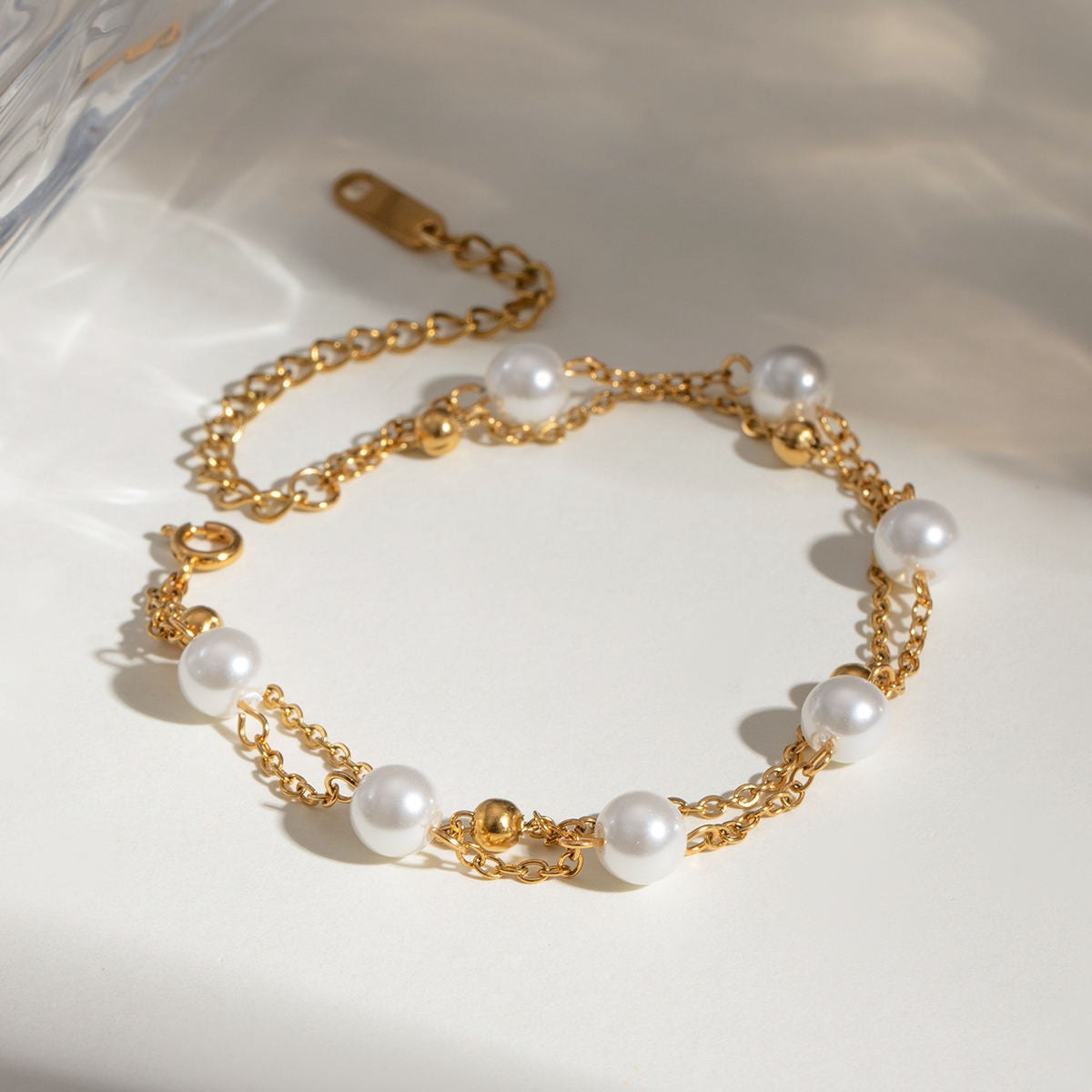 pearl elegance armband perlen kettenglieder vergoldet