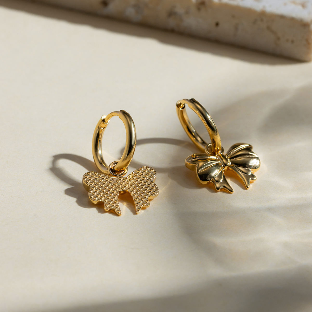 golden ribbon creolen gold edelstahl styling