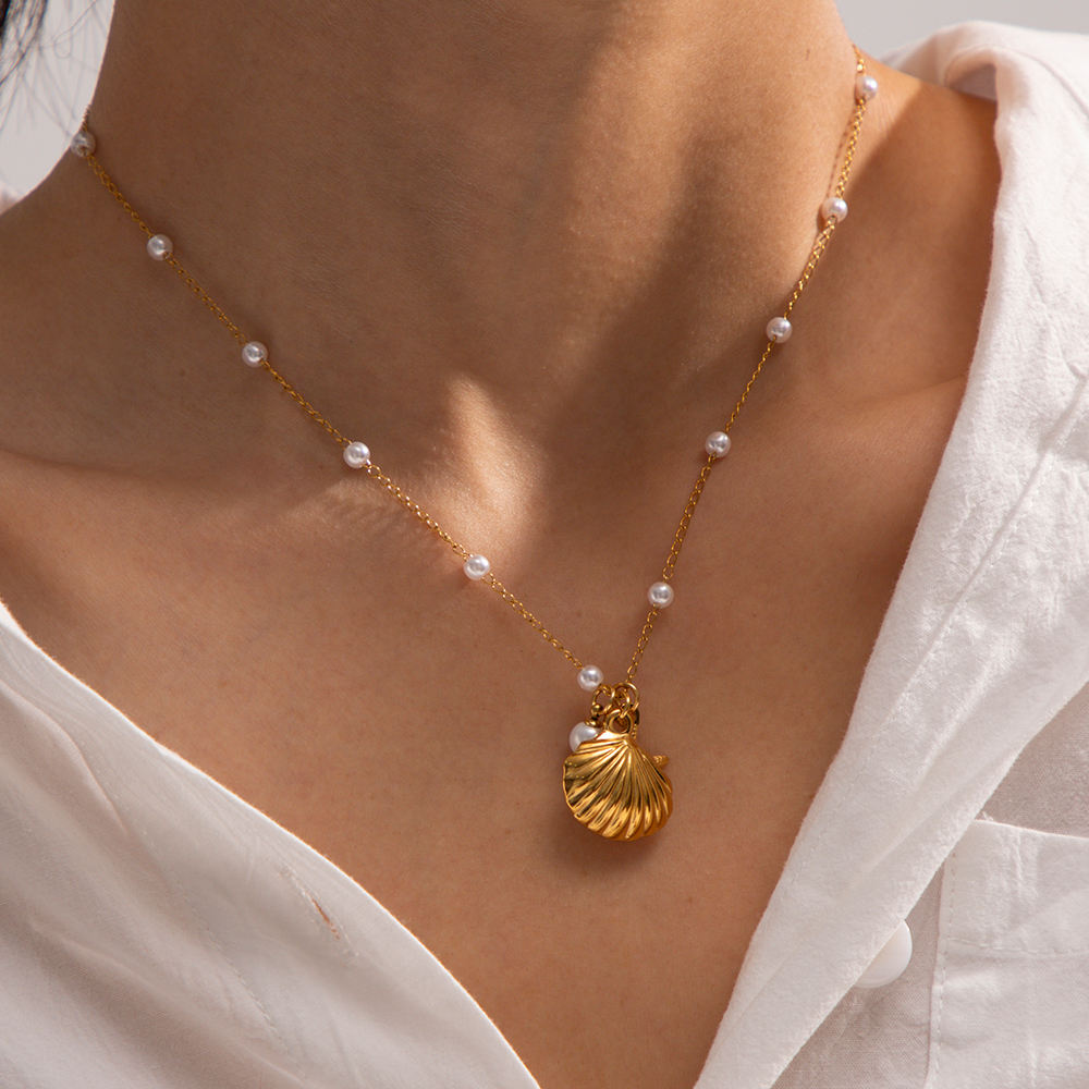 goldene kette with shell starfish pendant