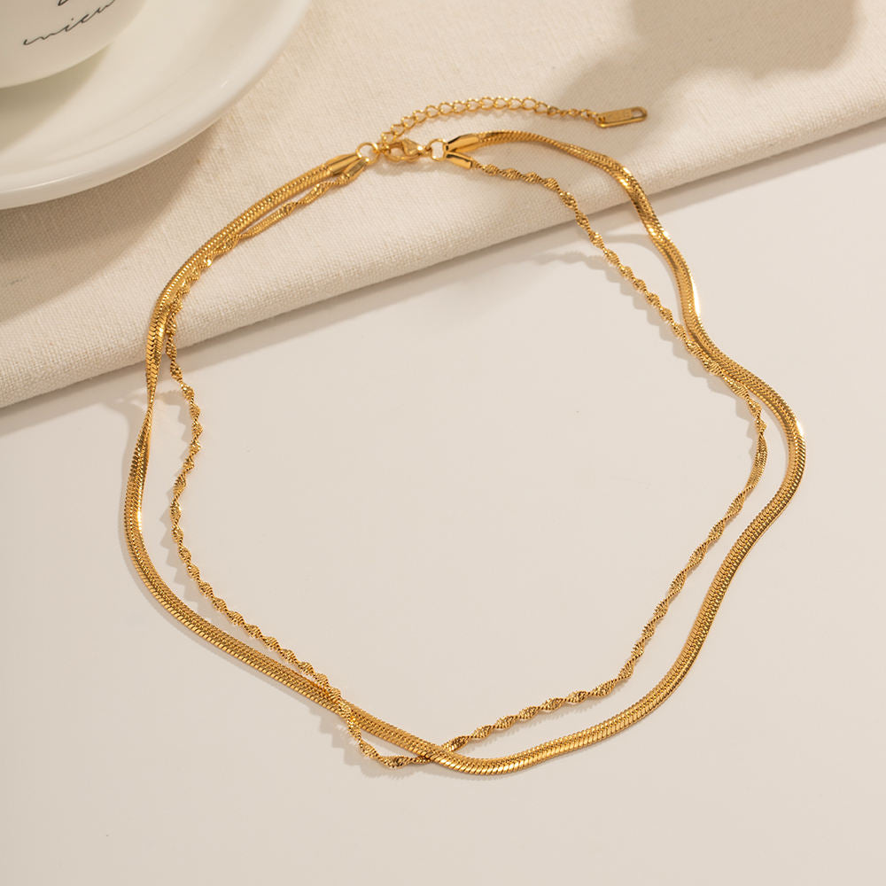 layering necklace double chain 18k