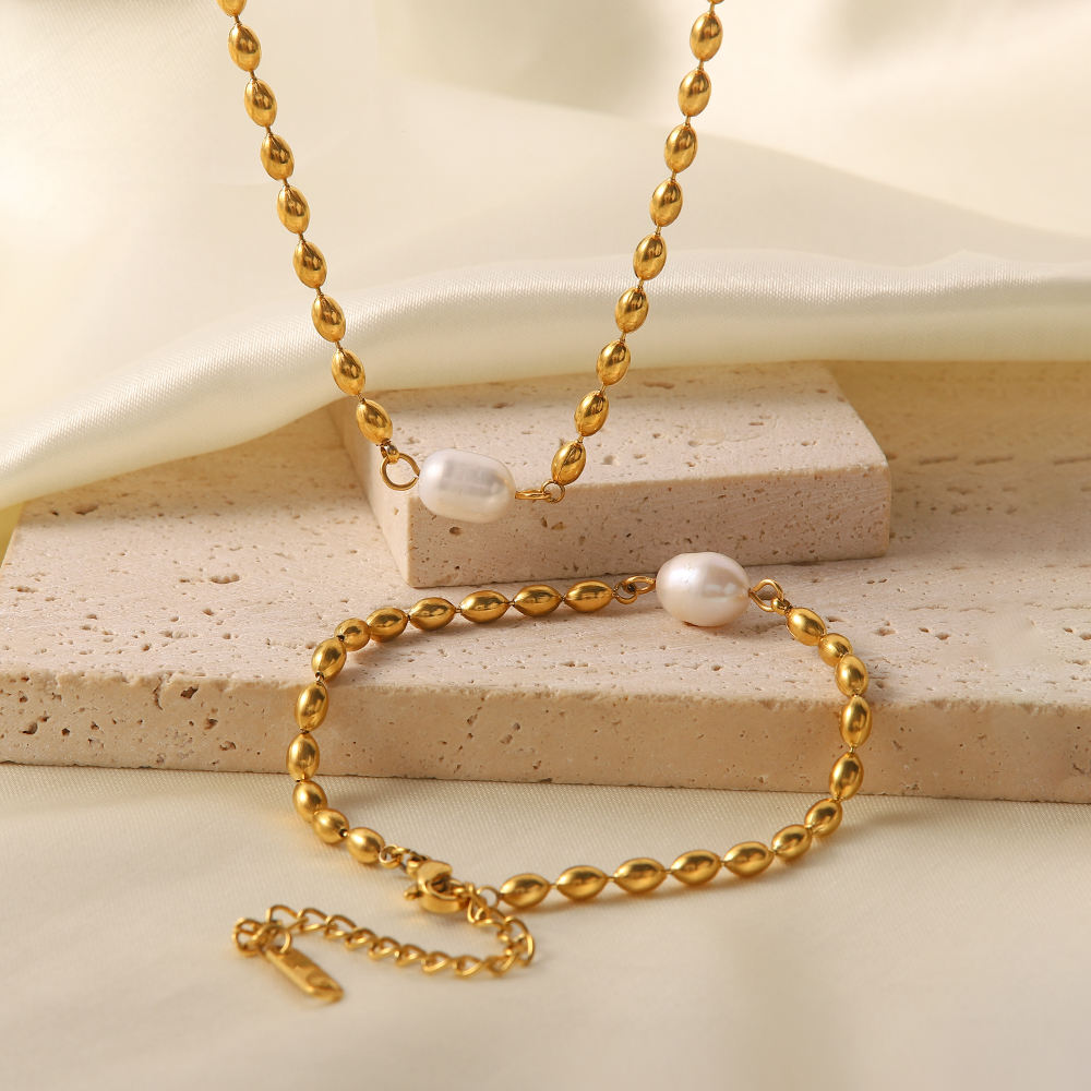 pearl bracelet adjustable 18k gold