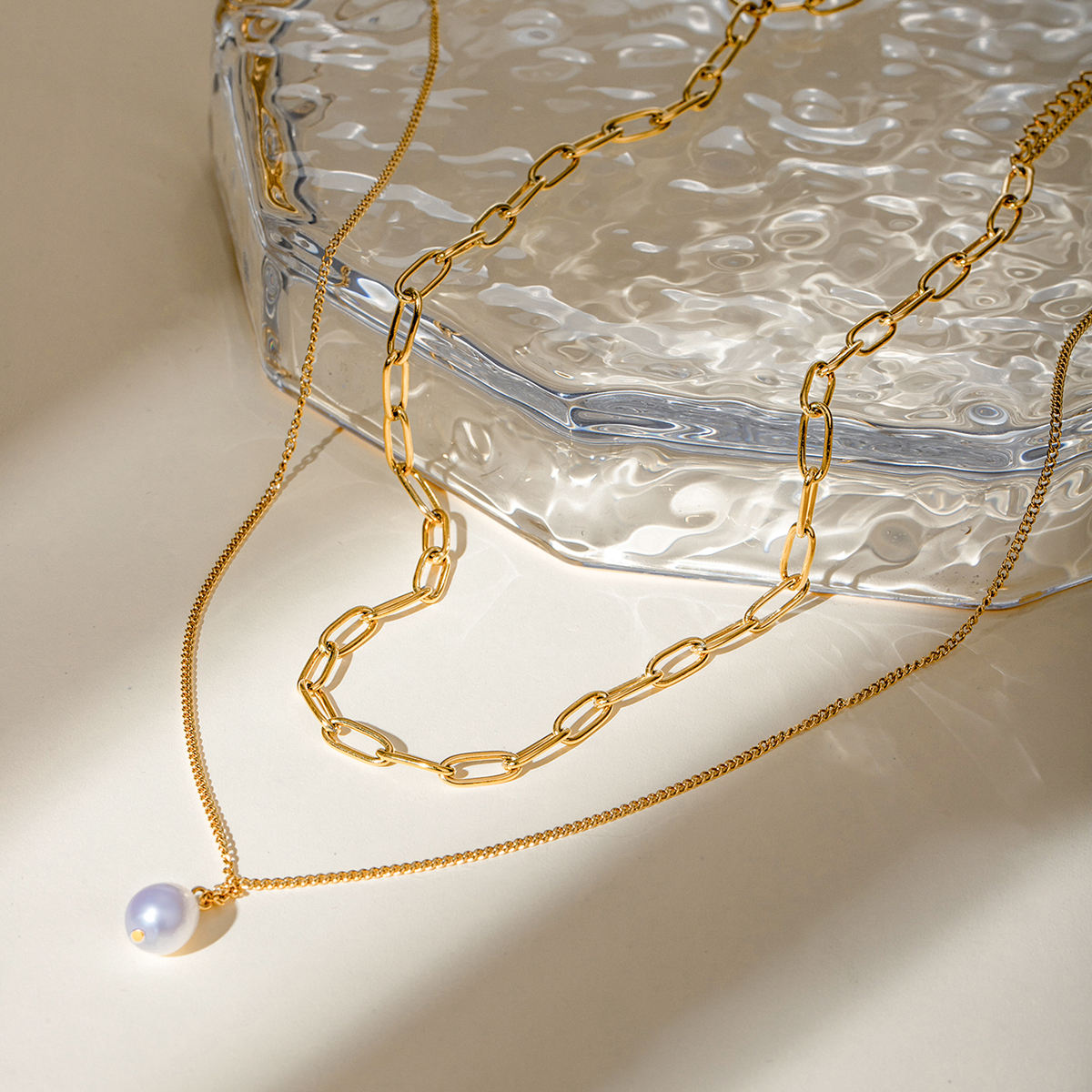 zwei ketten set edelstahl 18k