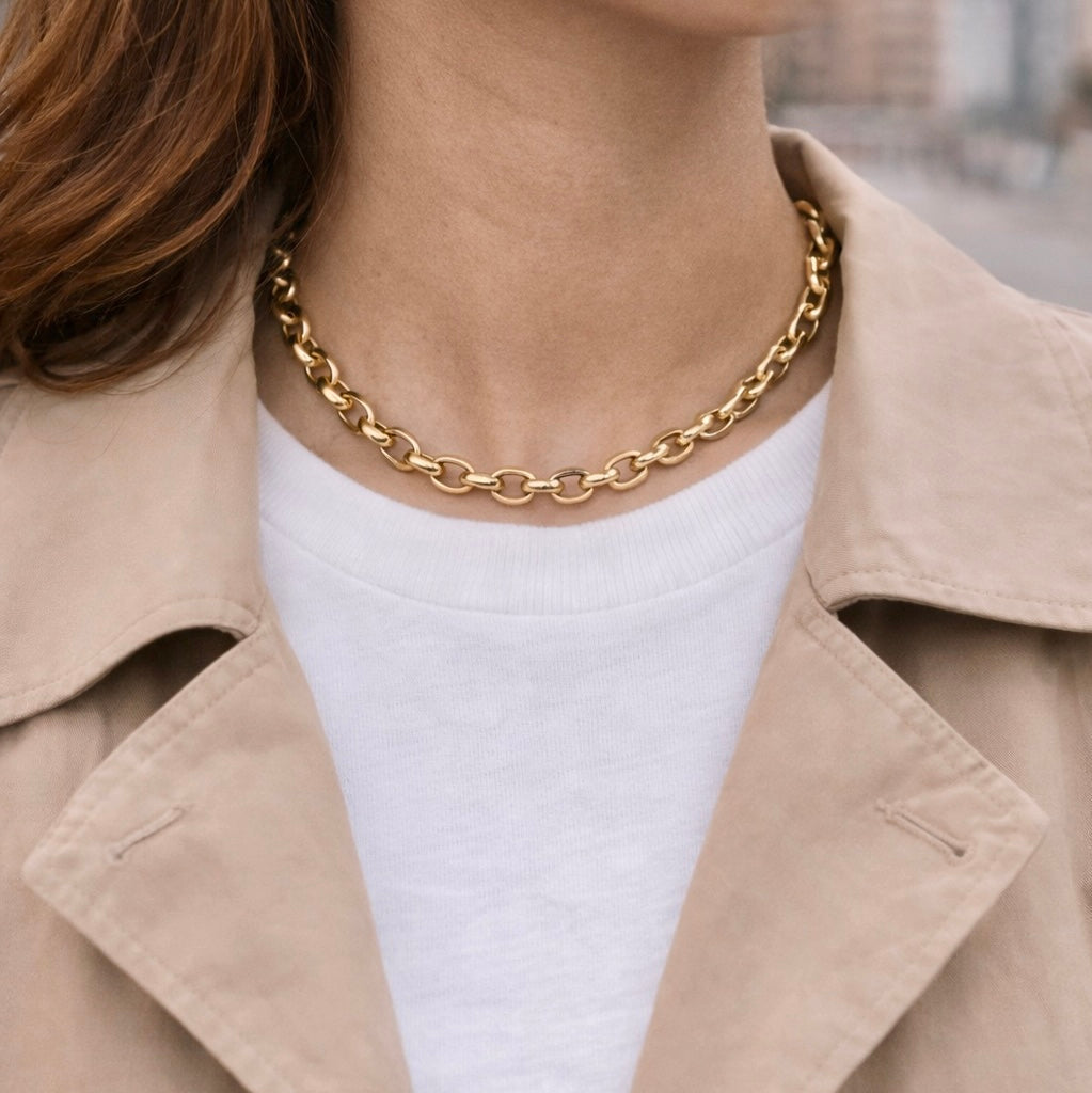 massive kettenglieder kette 18k vergoldet statement