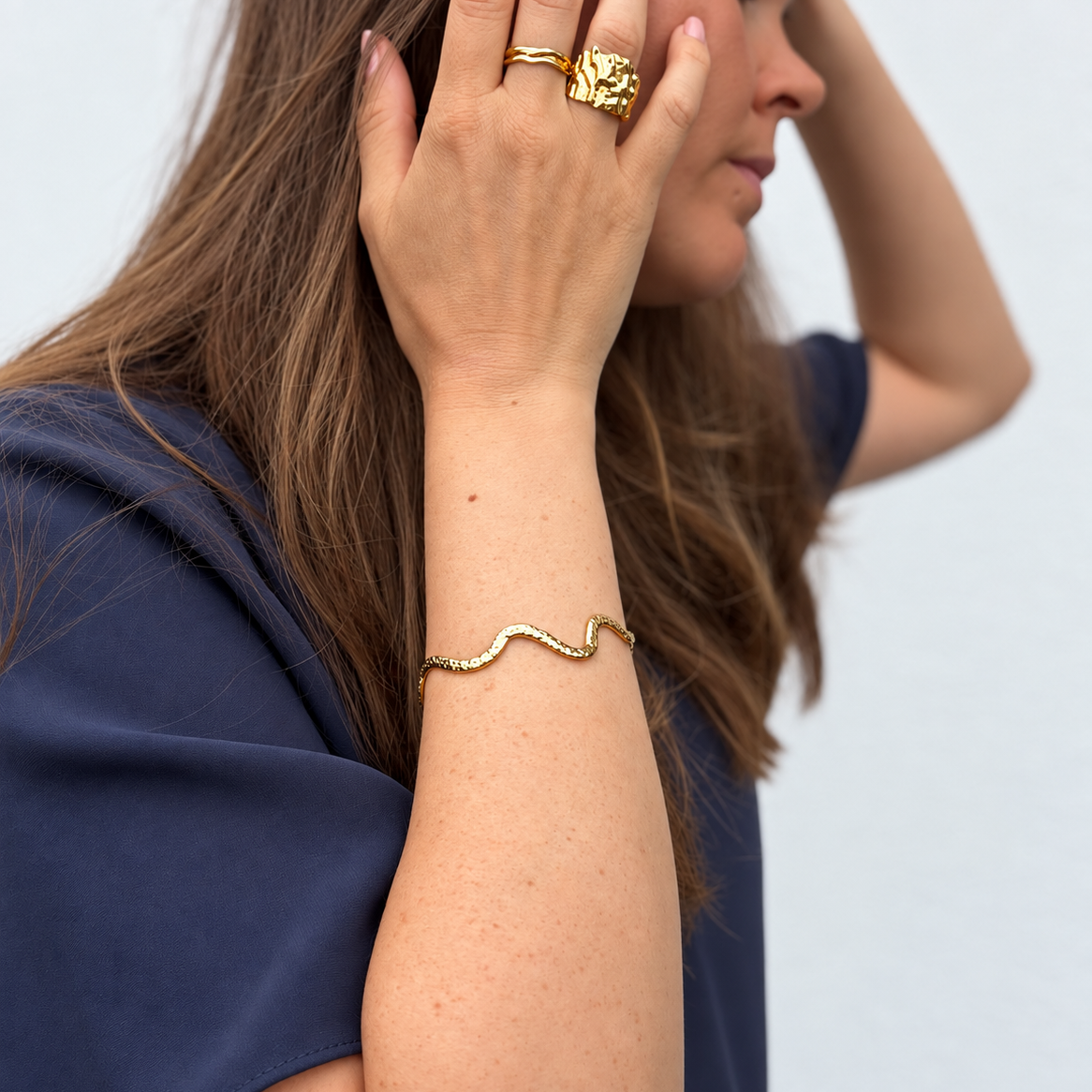 Wide Wave Texture Bangle