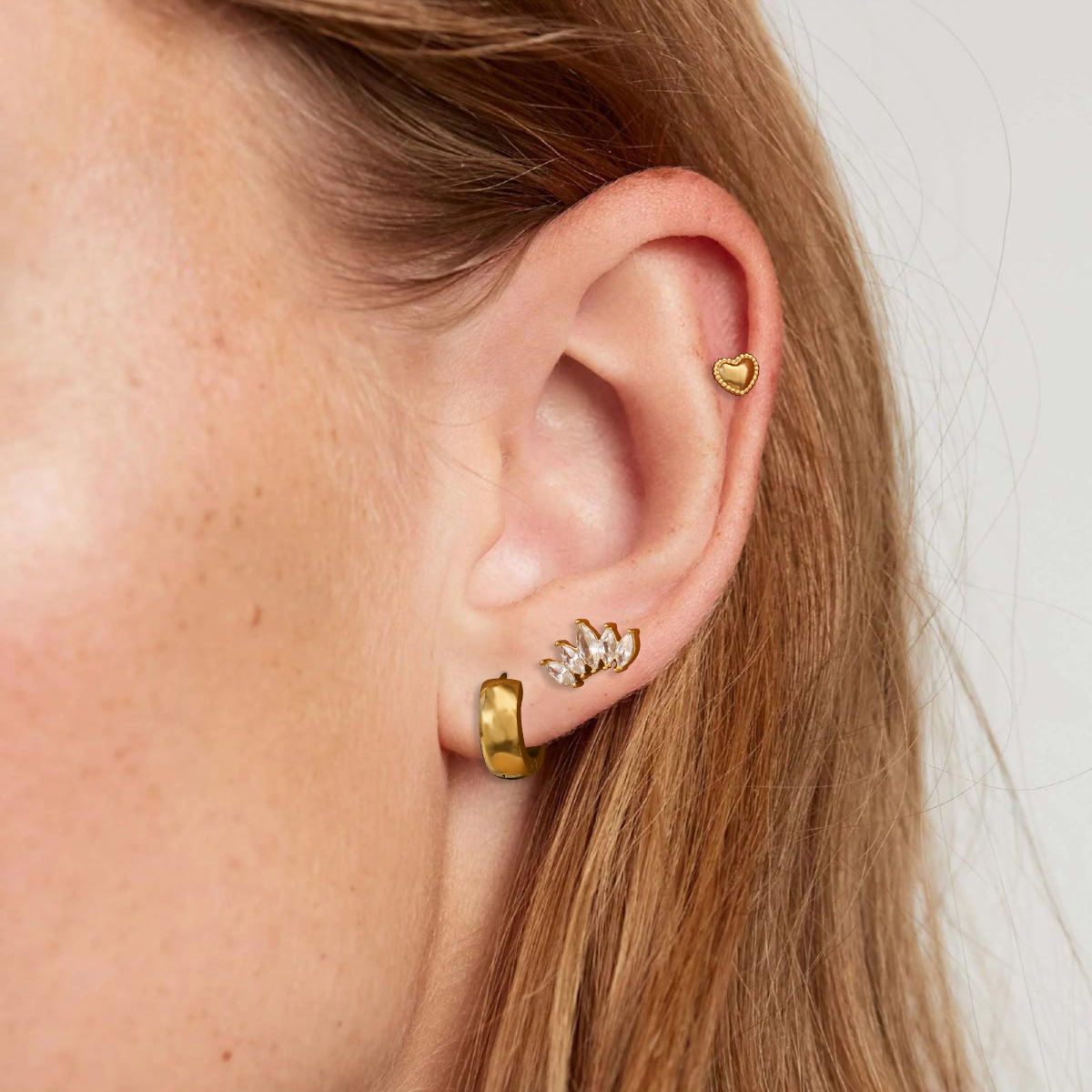 herzstecker kristallstecker creolen set gold