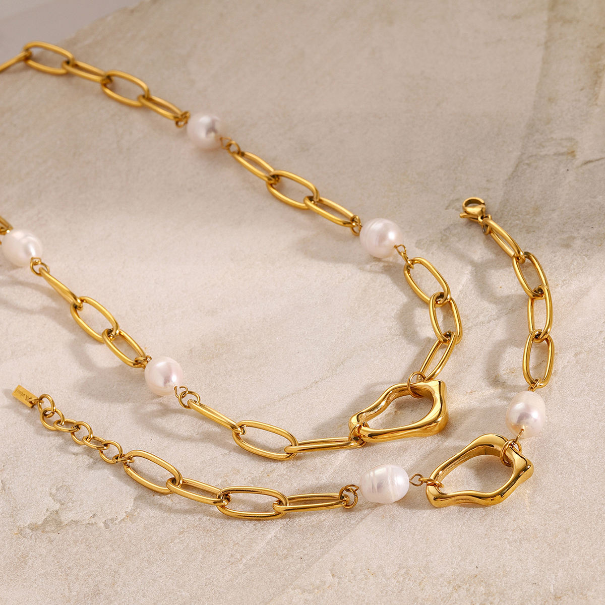 modern chain pearl set minimalistisch modern