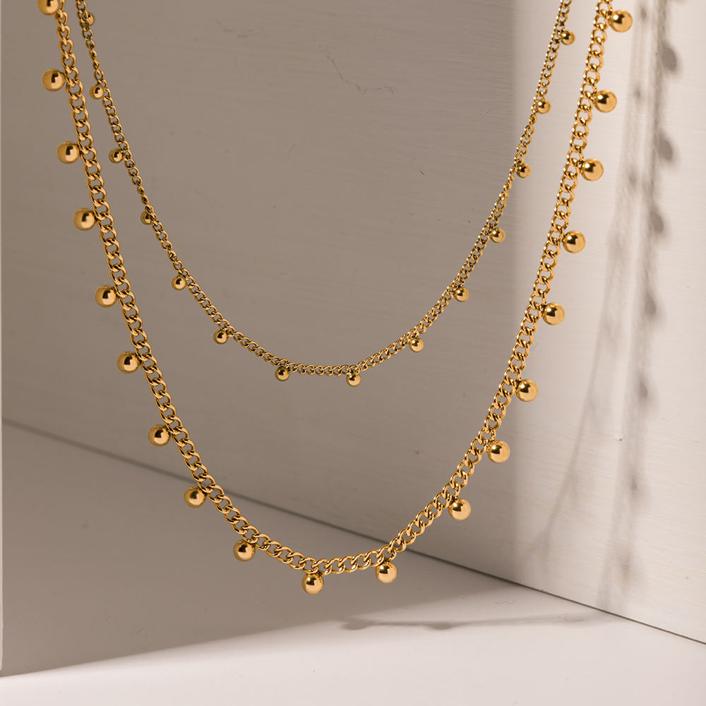 golden beads halskette kugelkette layering elegant