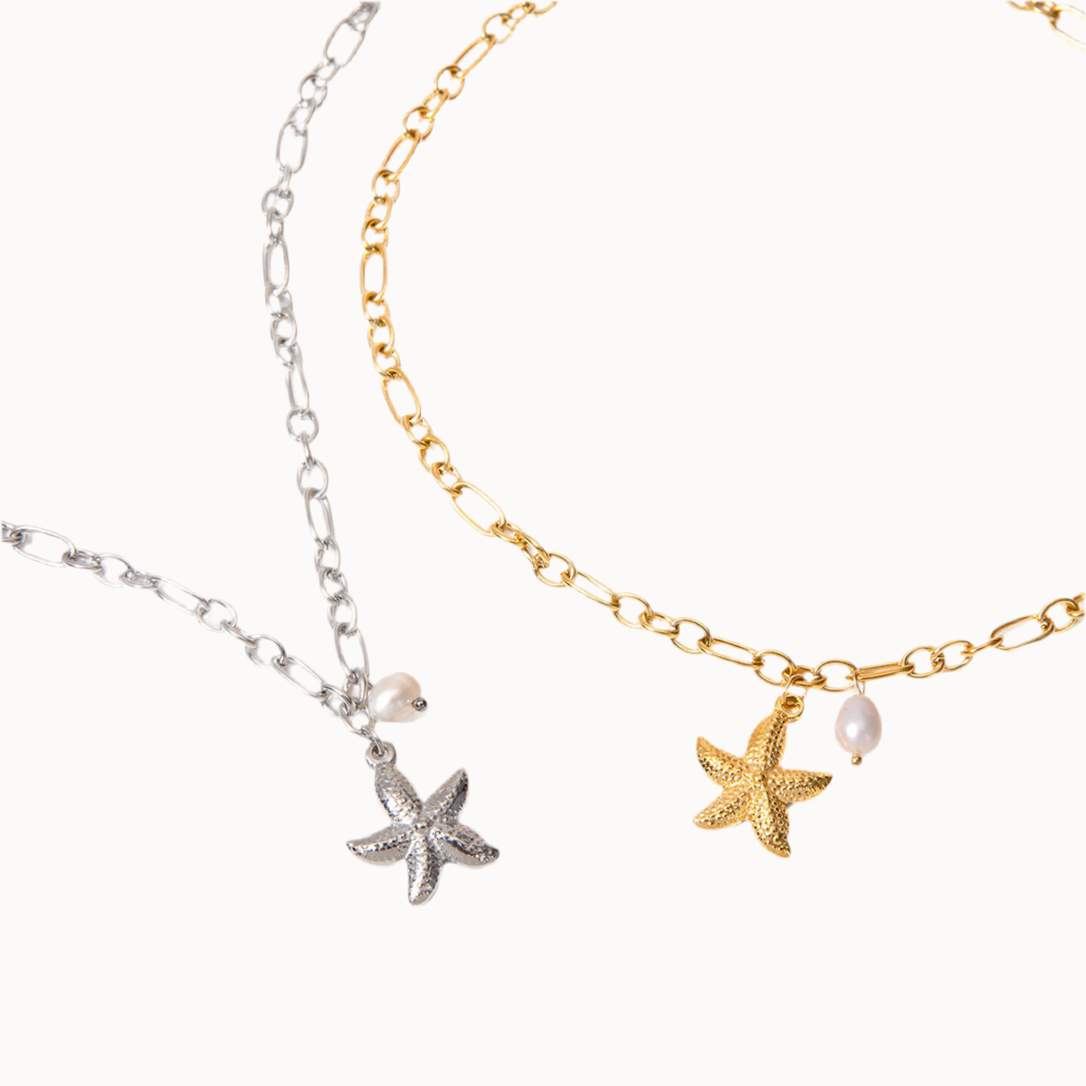 starfish charm kette seestern gold edelstahl wasserfest