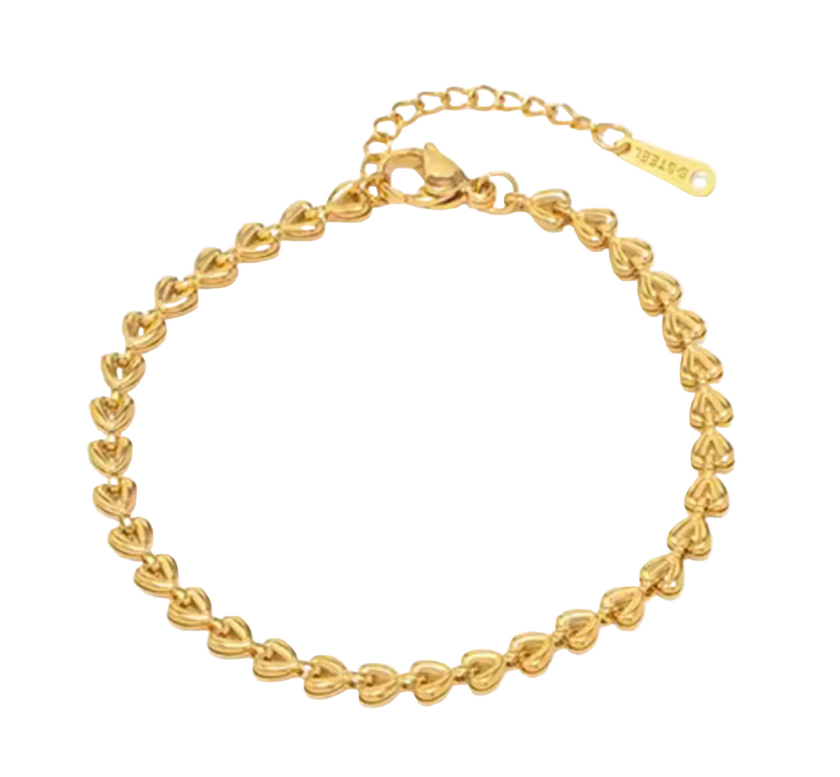 modern heart link bracelet vergoldetes edelstahl