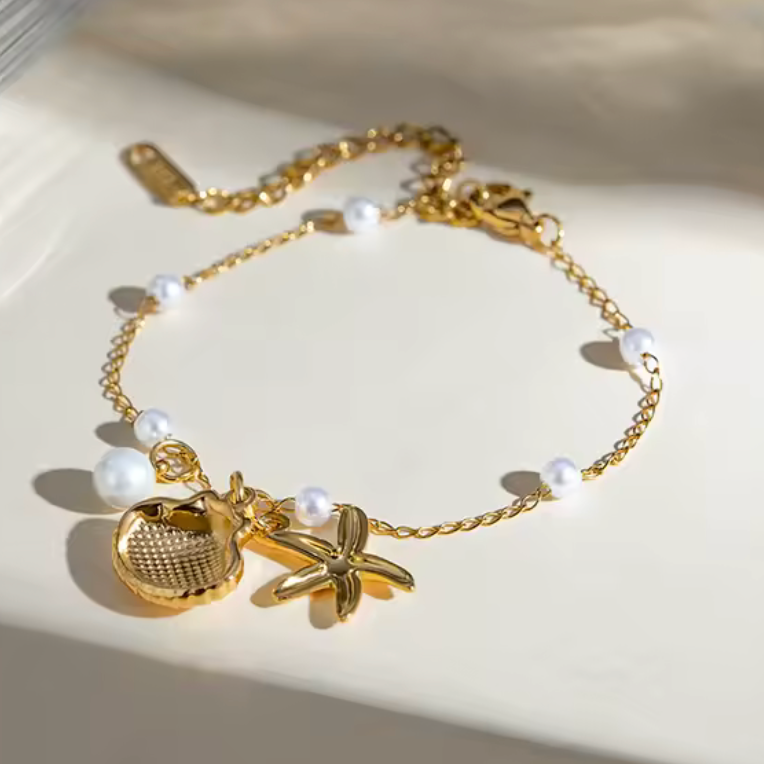 sommer armband ocean vibes vergoldet edelstahl