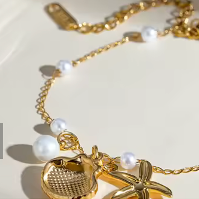 ocean bracelet shells starfish 18k gold waterproof