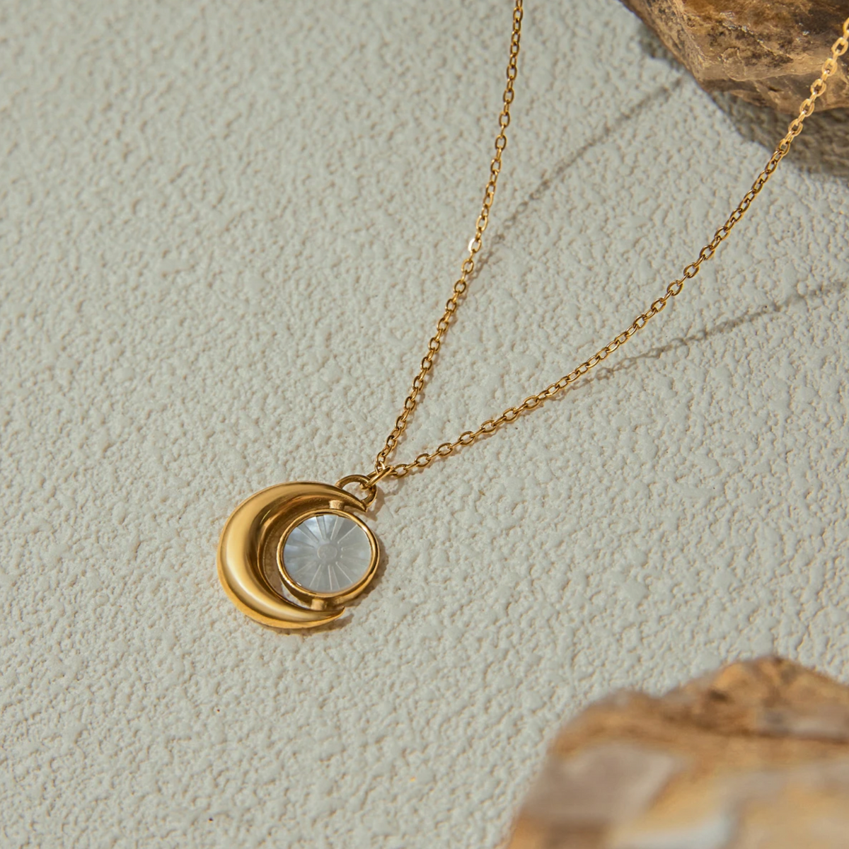 luna moon pendant necklace gold waterproof