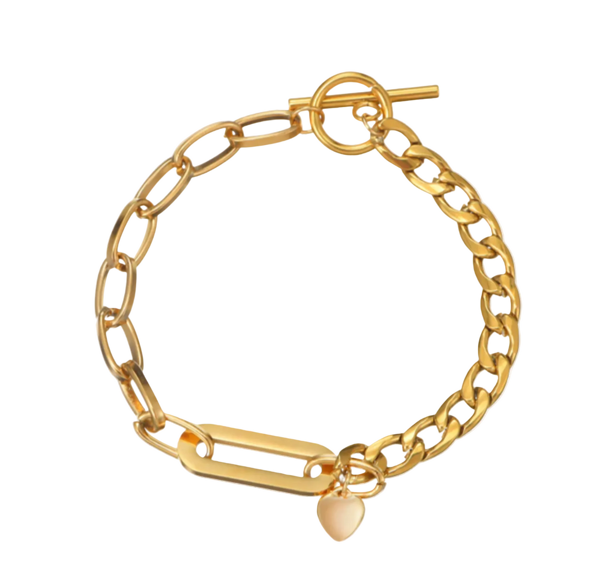 golden heart gliederarmband edelstahl vergoldet wasserfest