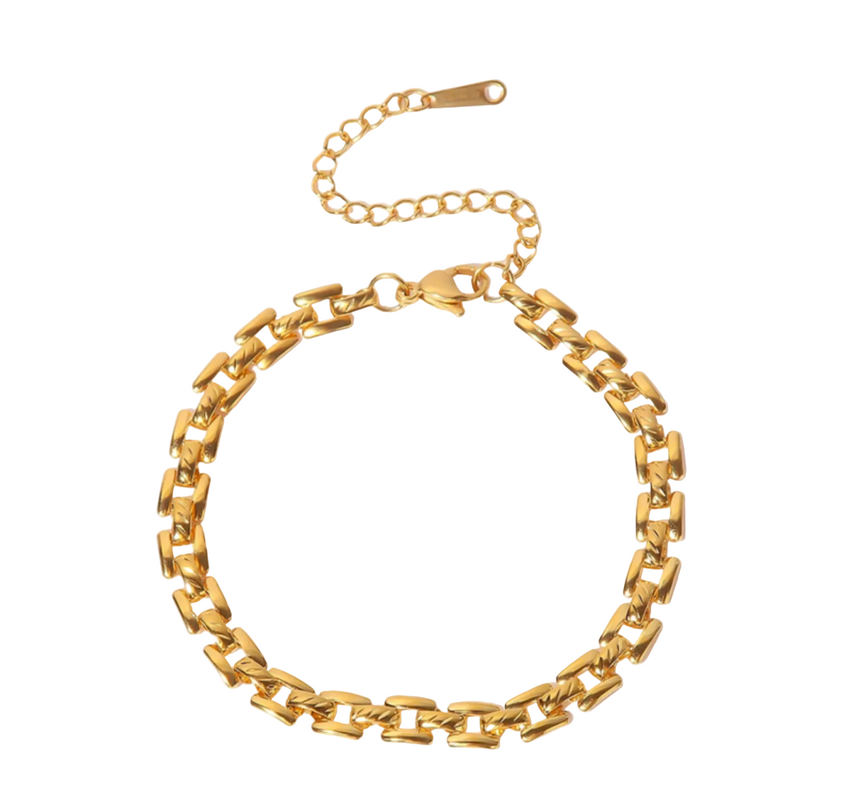 modern link bracelet gold stainless steel clasp