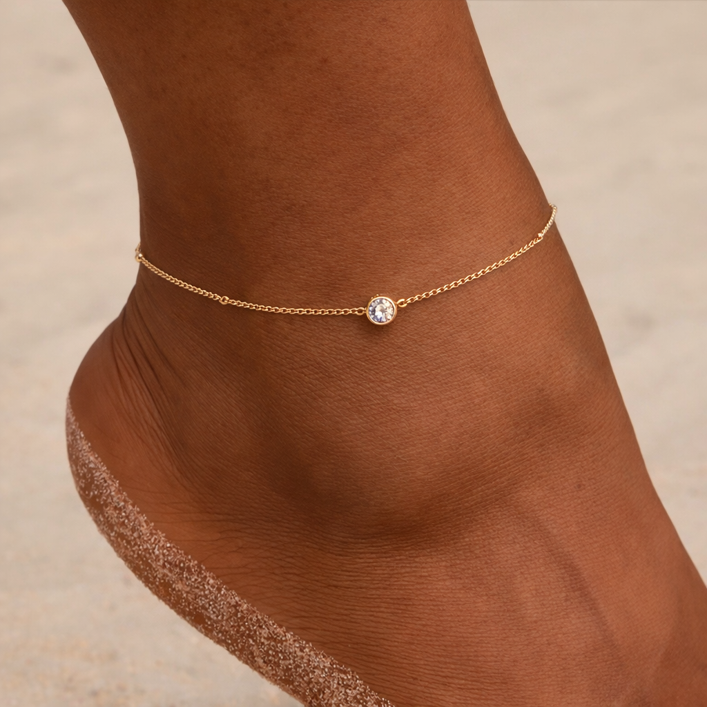 sparkling charm fußkettchen gold kristall