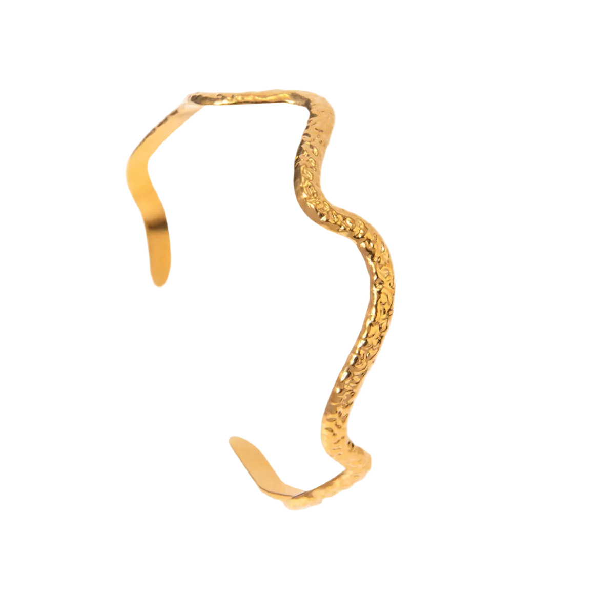 wave hammer armreif gold edelstahl verstellbar