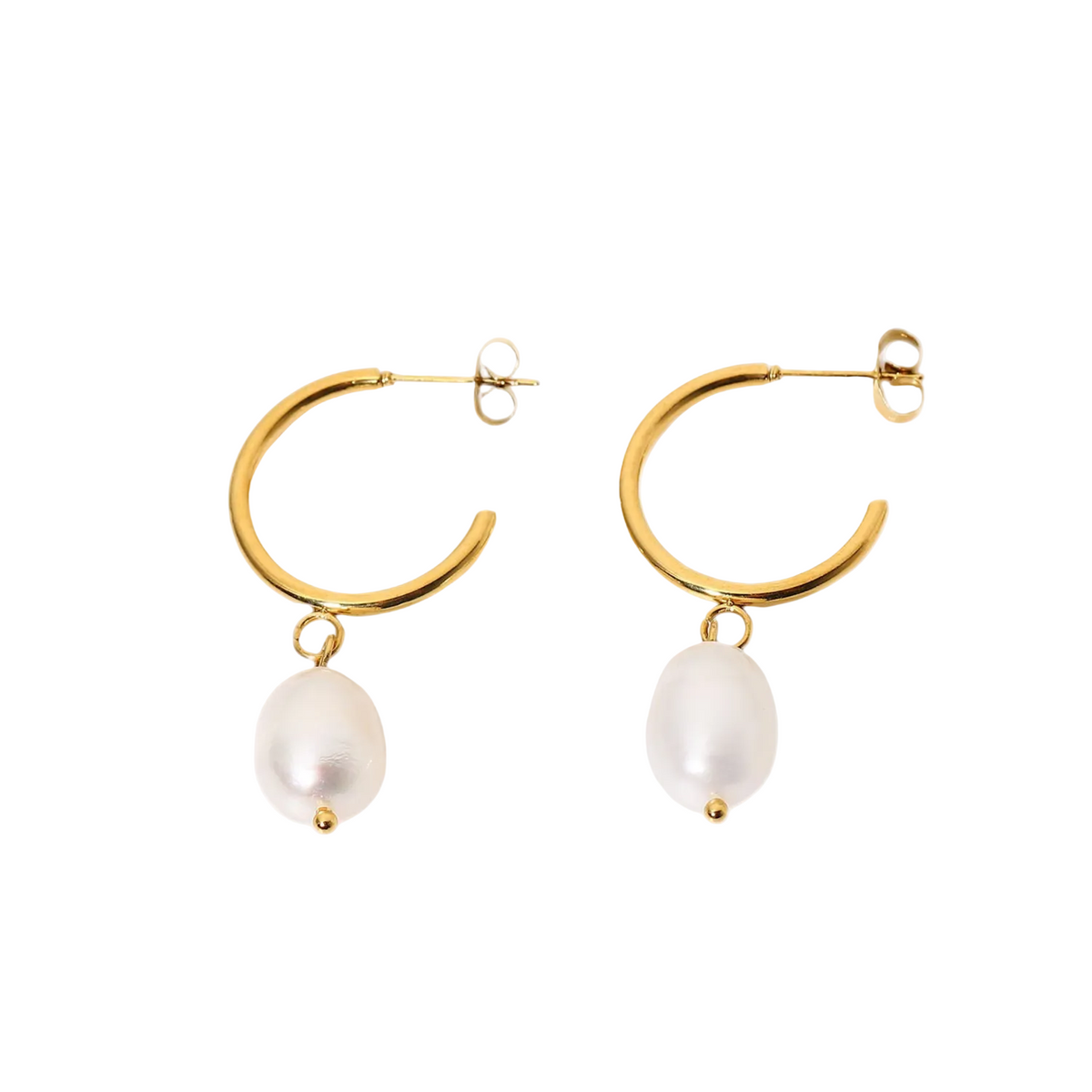 modern pearl hoop ohrringe gold edelstahl styling