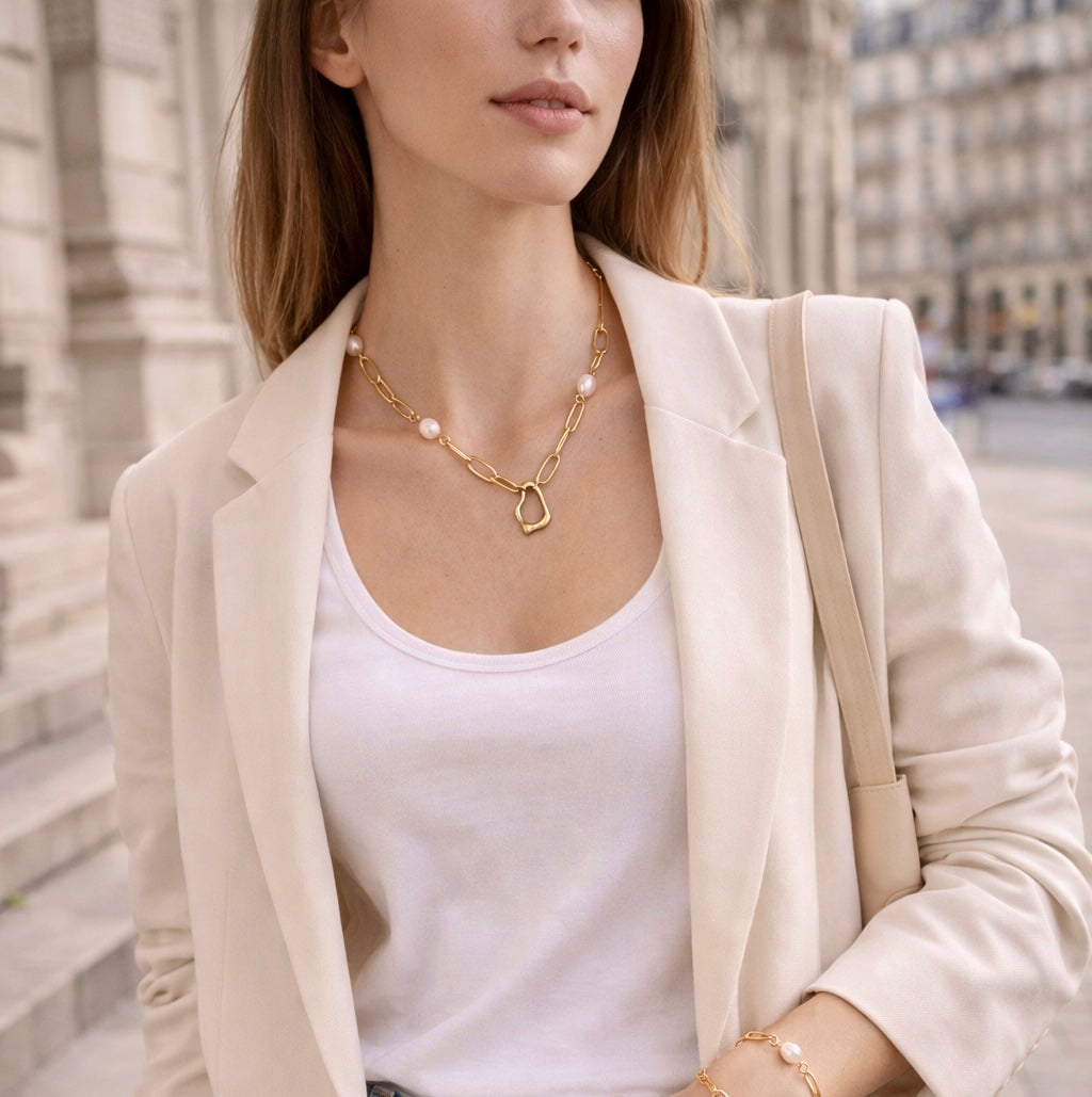 modern chain necklace bracelet set grobgliedrig