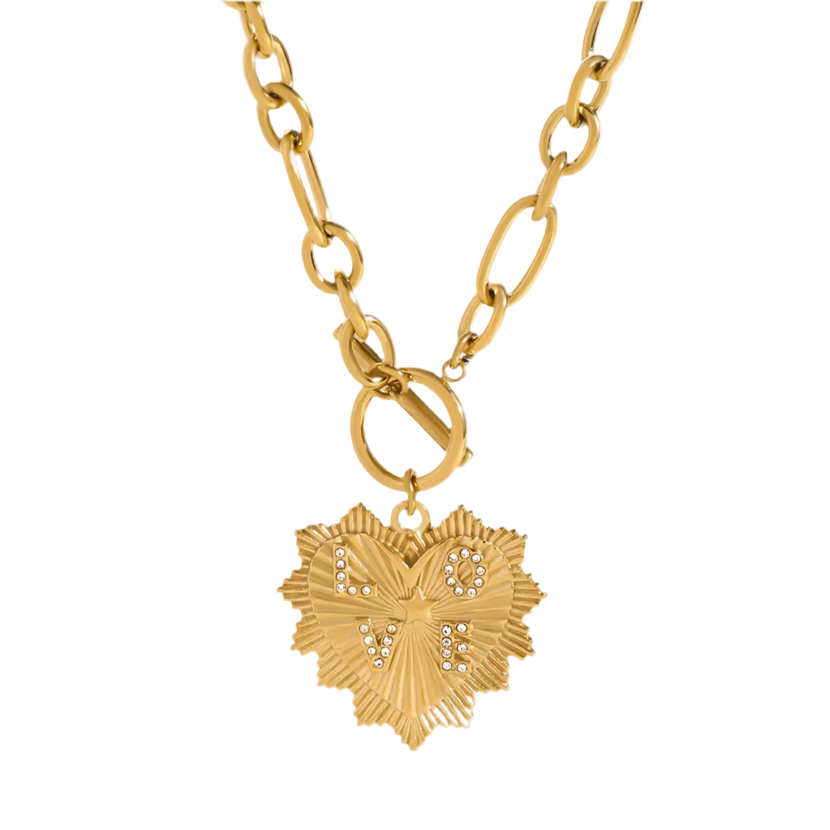 golden love statement kette goldkette herzanhaenger gross