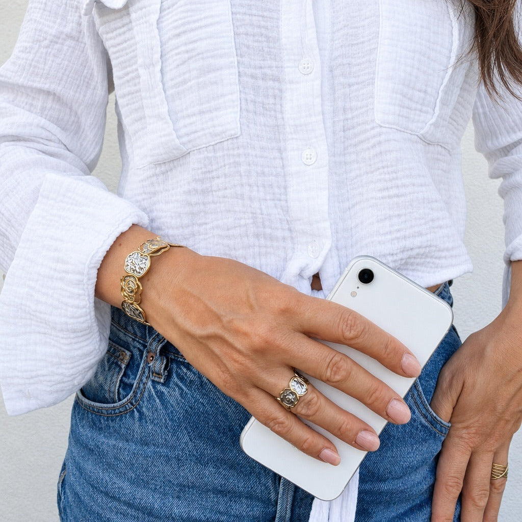 Chunky Organic Two Tone Bangle