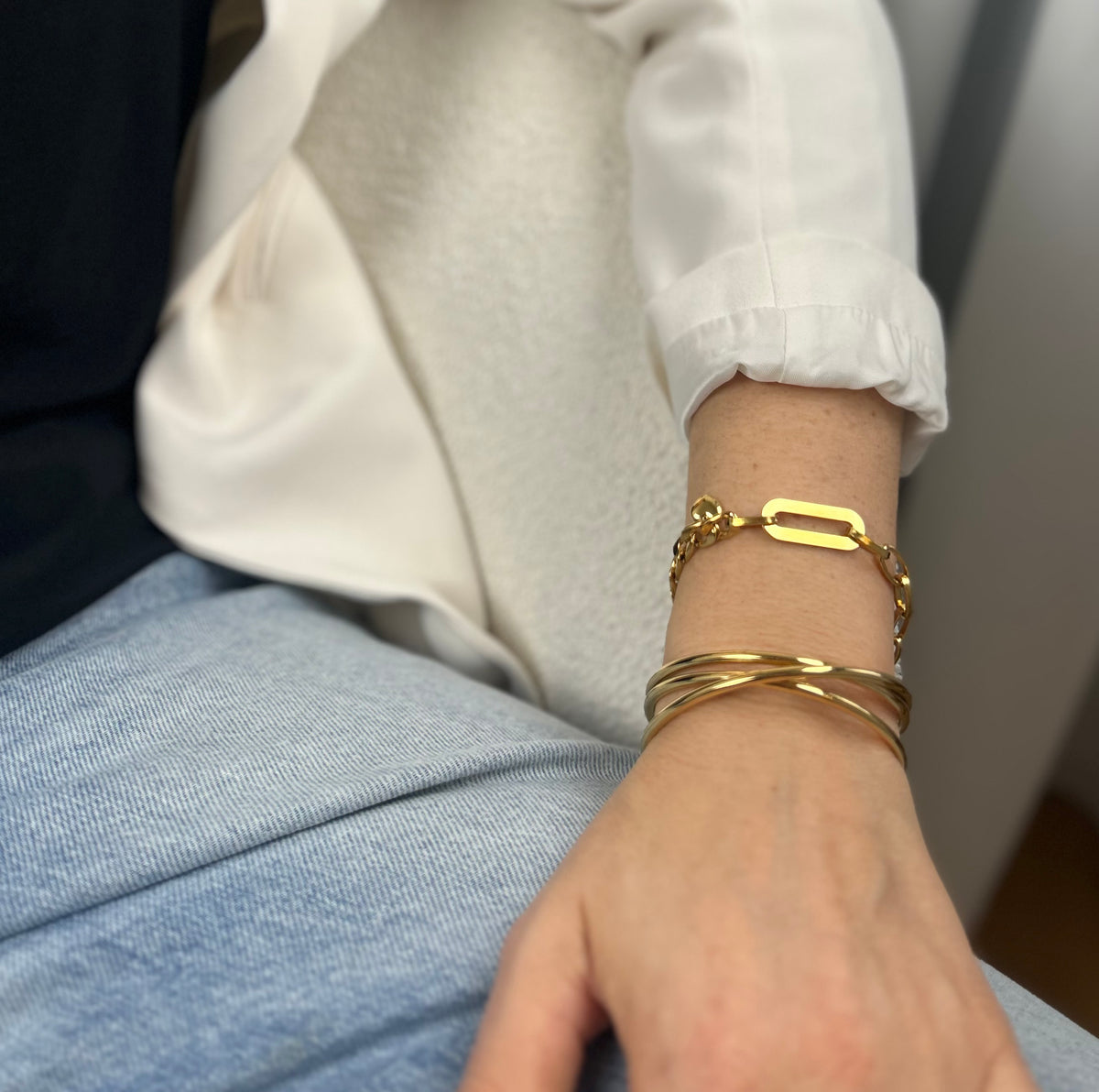 golden heart gliederarmband gold edelstahl detail ansicht