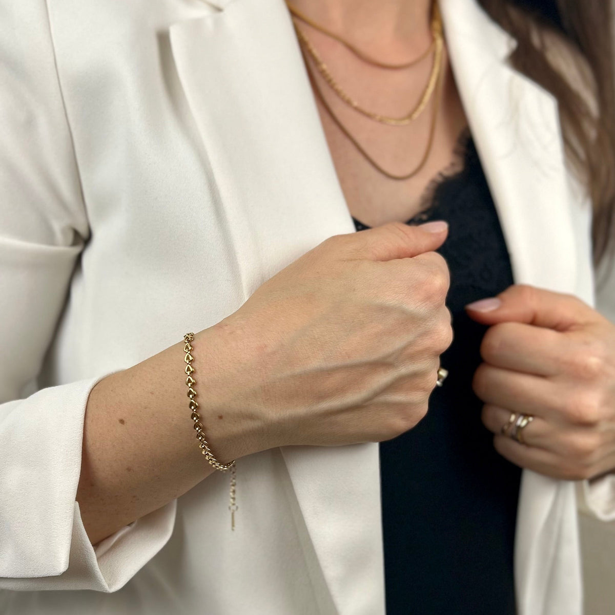 heart bracelet gold stainless steel waterproof