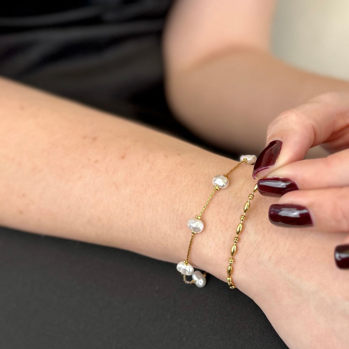 pearl harmony armband gold perlen edelstahl vergoldet