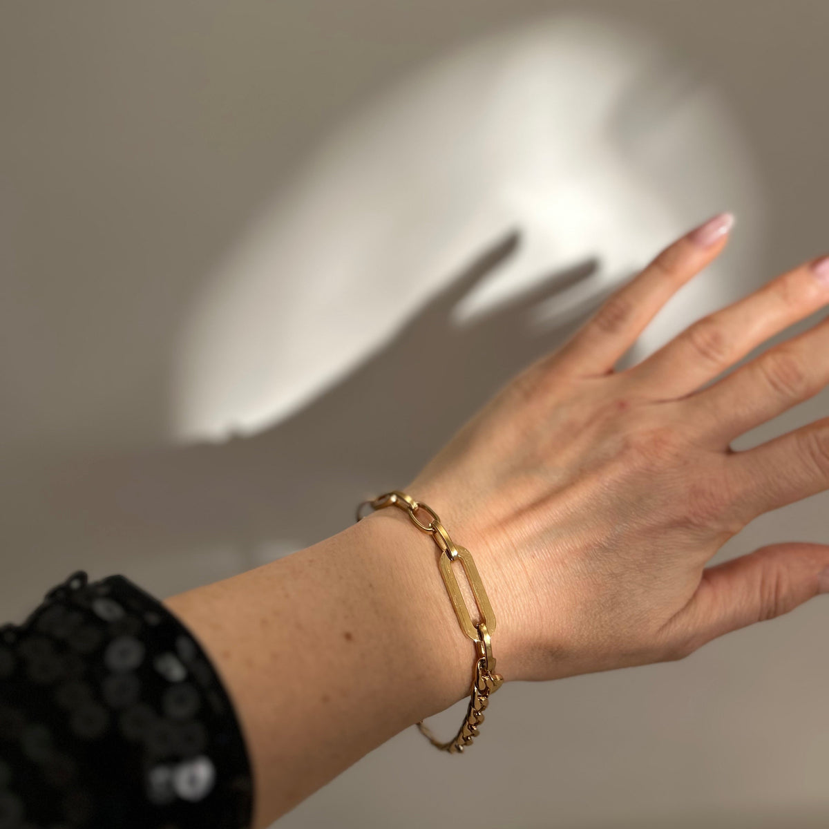 golden heart gliederarmband gold edelstahl kombination