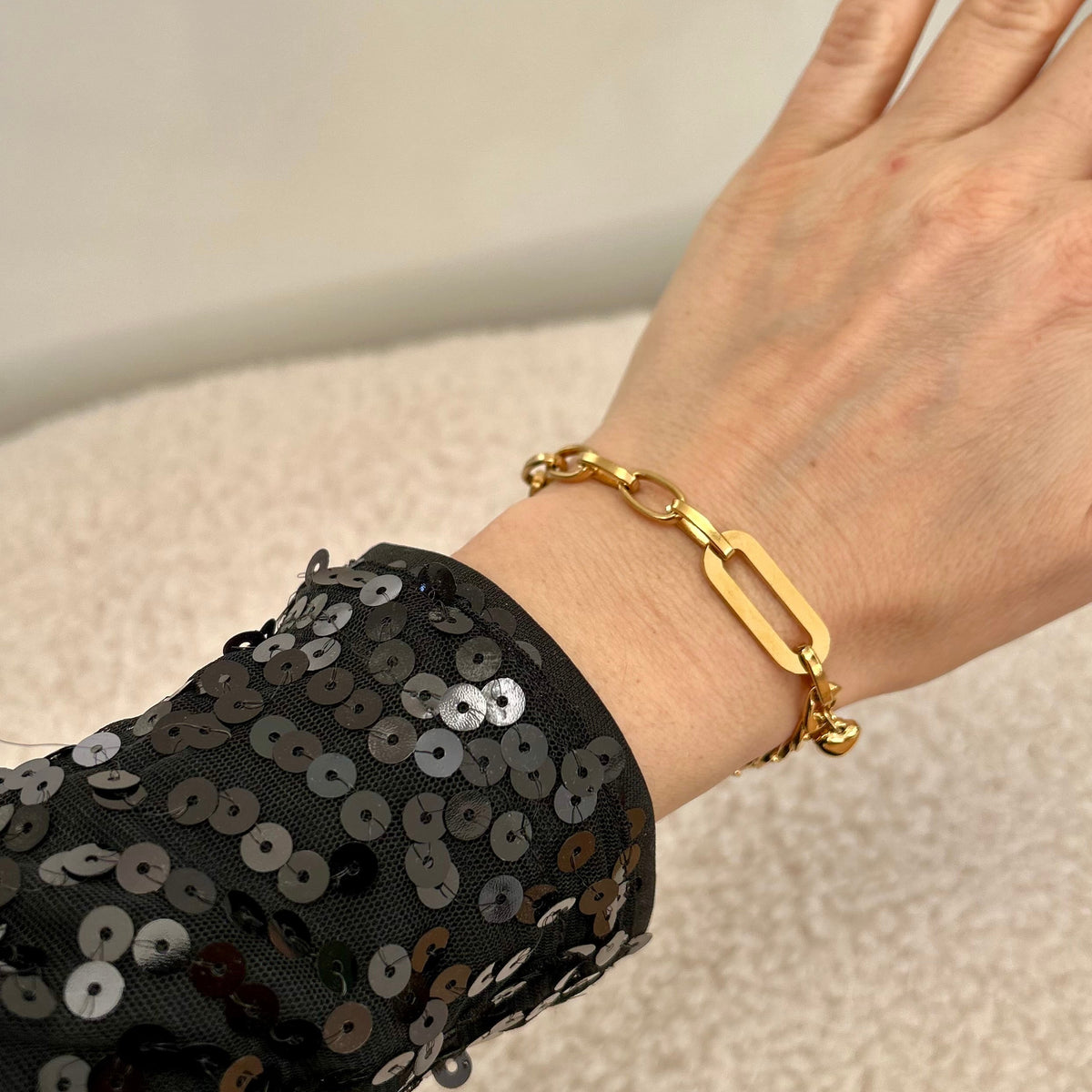 golden heart gliederarmband gold edelstahl ansicht