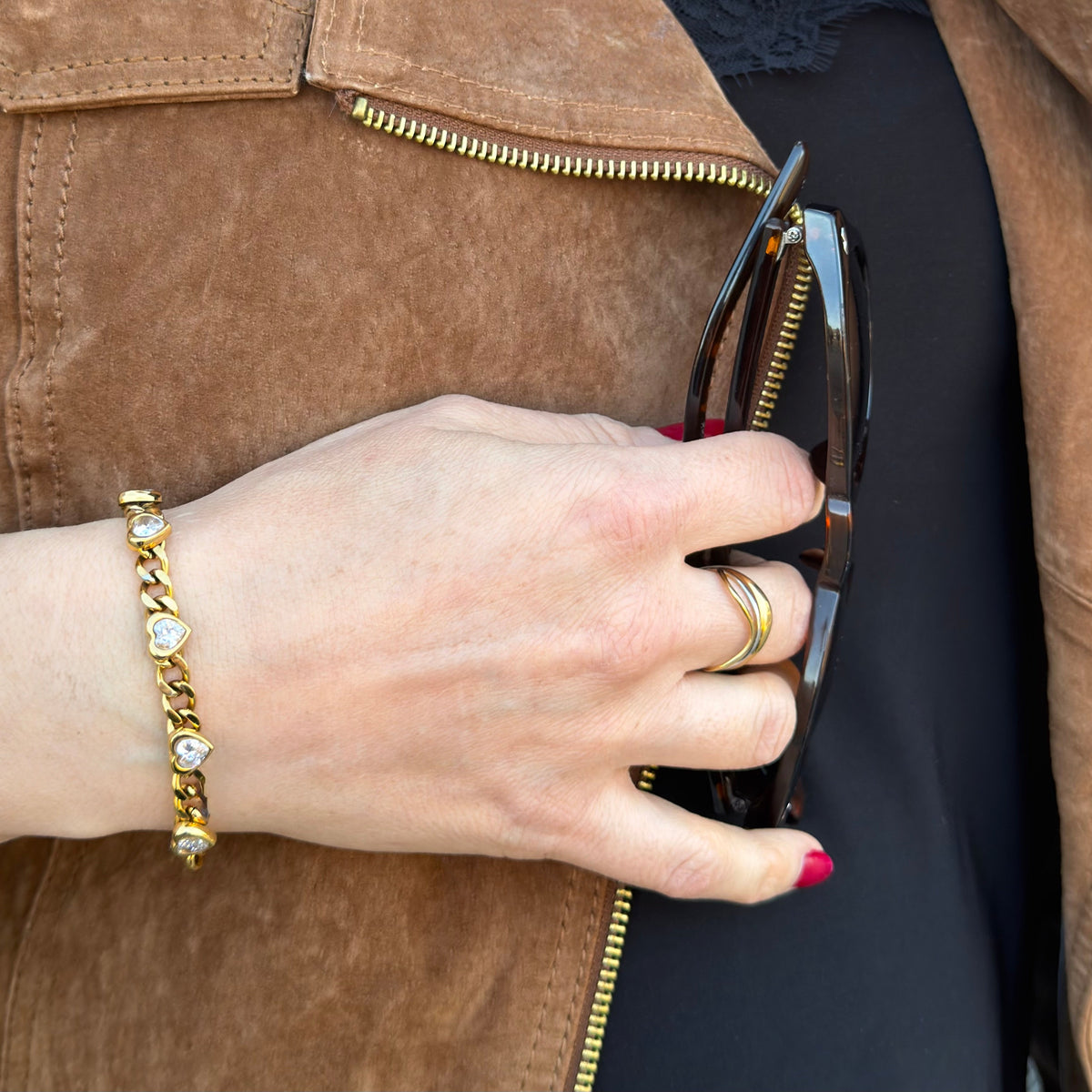 Wide Heart Chain Bracelet
