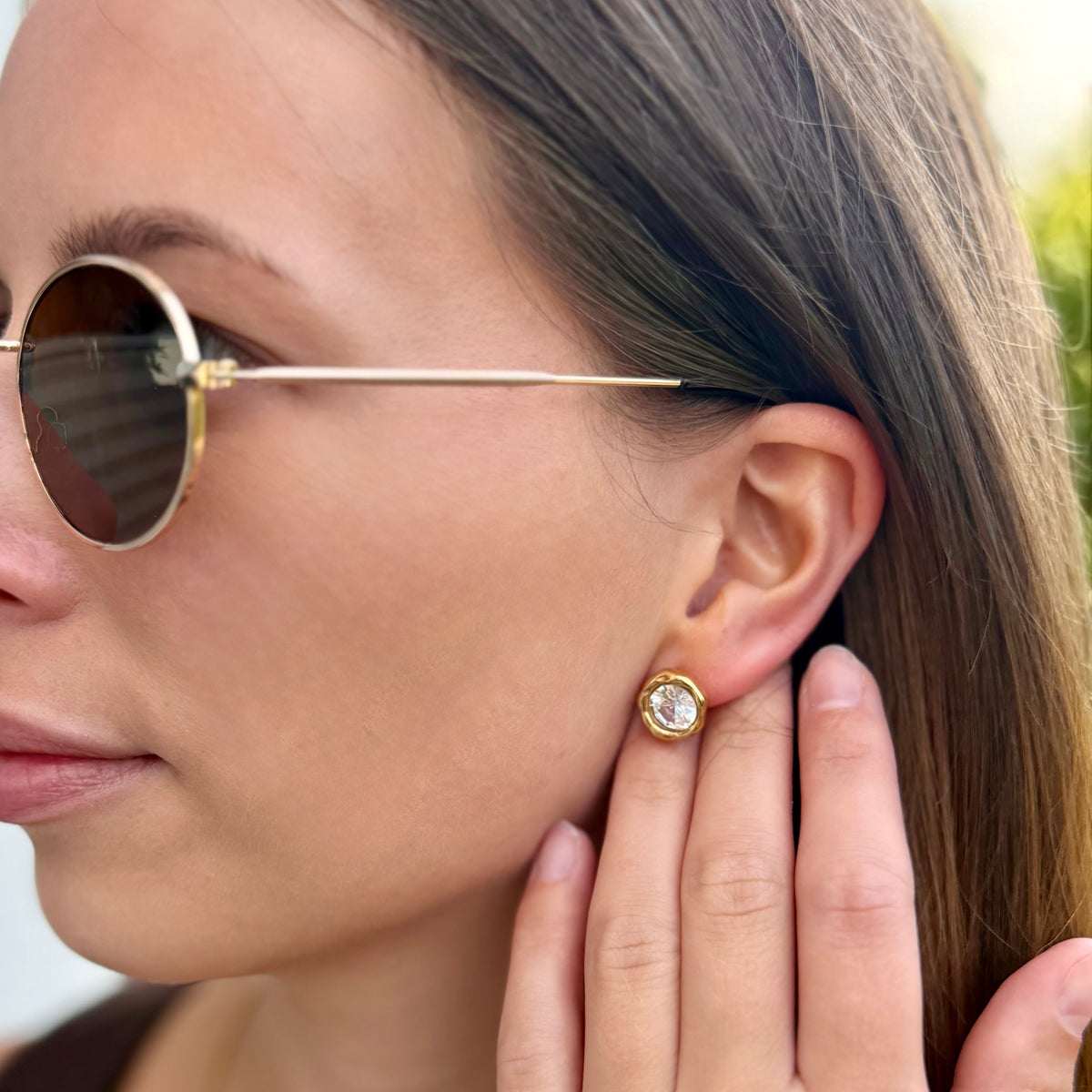 Wide Crystal Studs