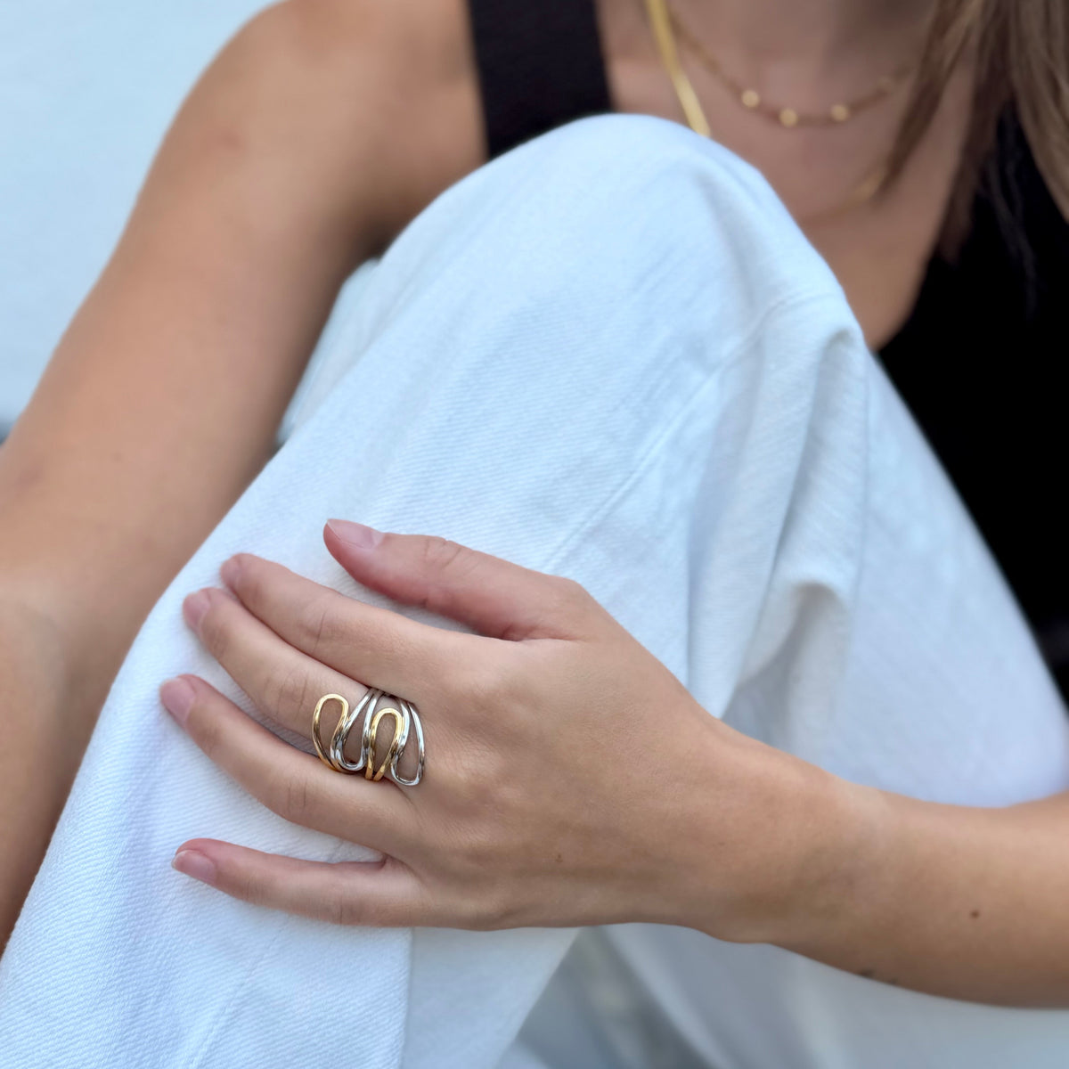 Wide Spiral Two Tone Ring