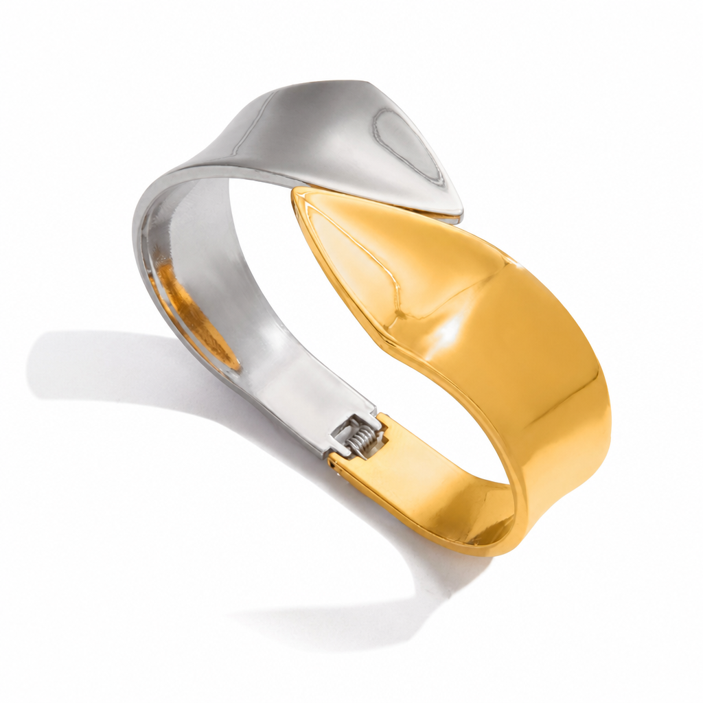 bicolor bold armband gold silber edelstahl wasserfest modern statement