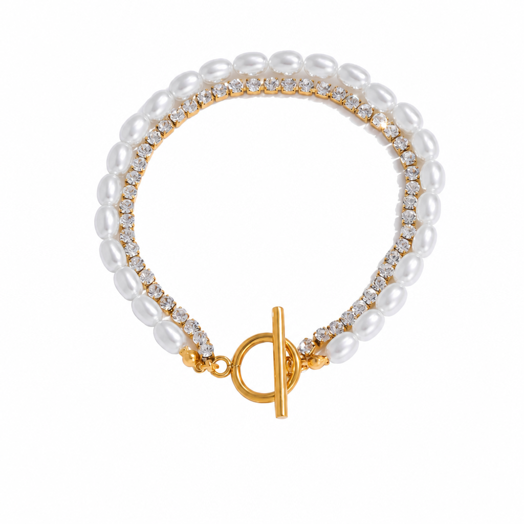 pearl charm bracelet gold perlen armband wasserfest elegant