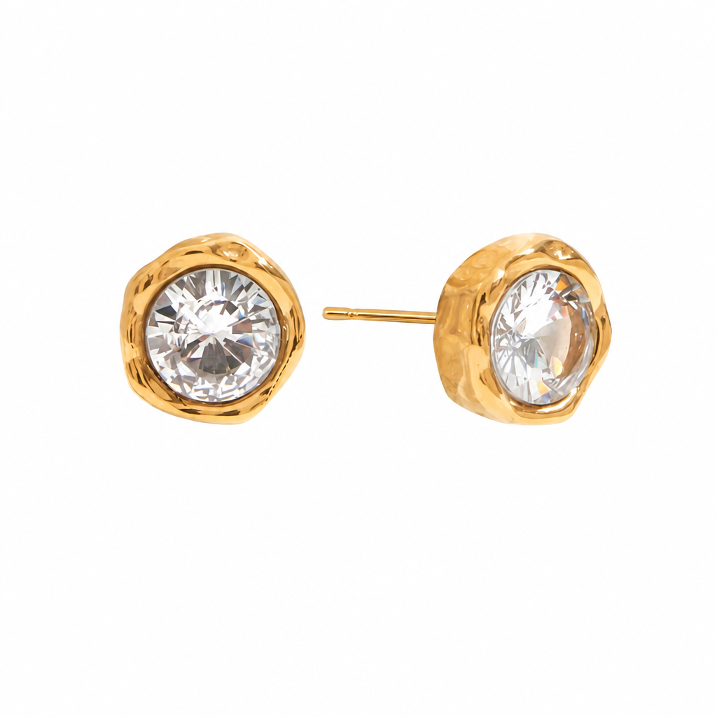 crystal stud earring gold edelstahl wasserfest zirkonia