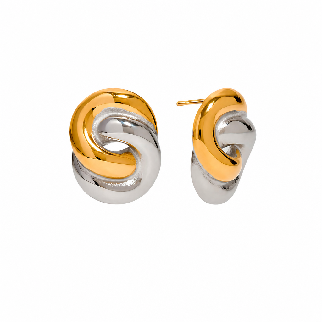 bicolor hoop earrings creolen gold silber edelstahl wasserfest