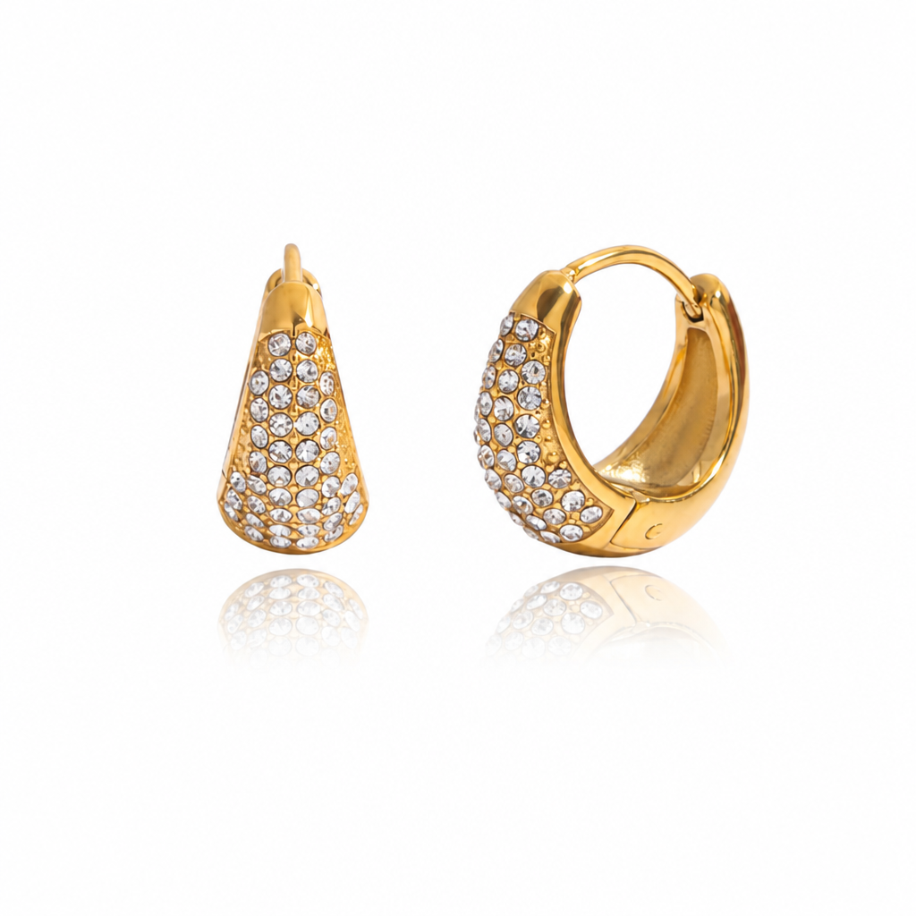 pave drop earring gold edelstahl wasserfest kristalle