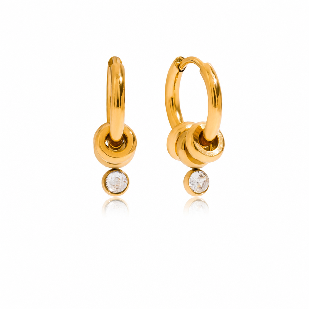 crystal drop creole gold ohrringe kristall edelstahl wasserfest