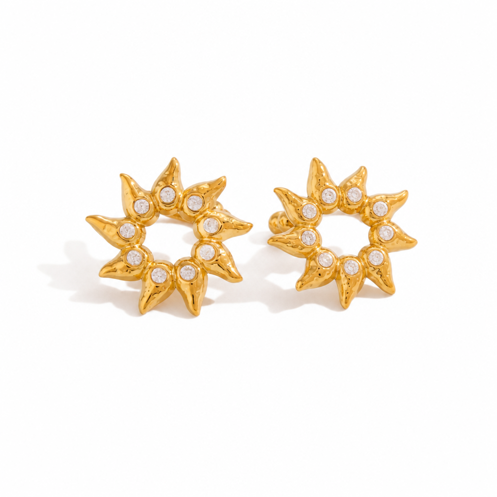 radiant sun earrings gold ohrringe edelstahl wasserfest