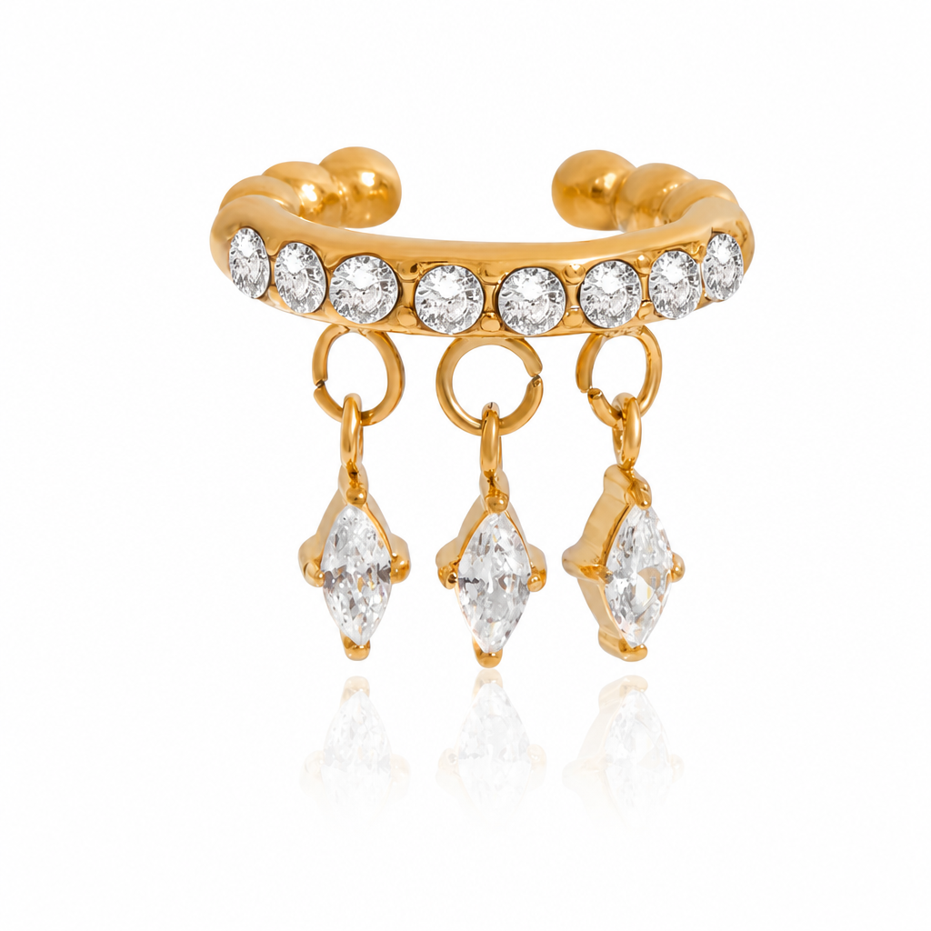 sparkle drop creolen gold edelstahl wasserfest kristall ohrringe damen