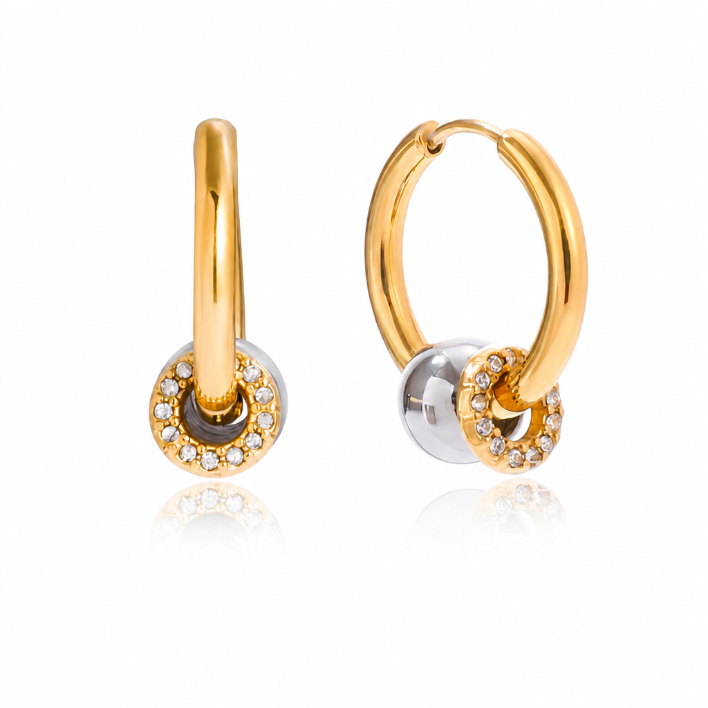 celestial duo creoles bicolor gold silber edelstahl wasserfest
