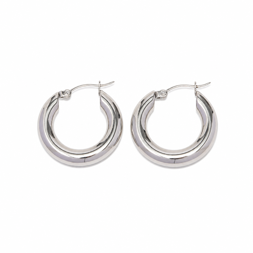 silver statement creoles edelstahl creolen ohrringe wasserfest
