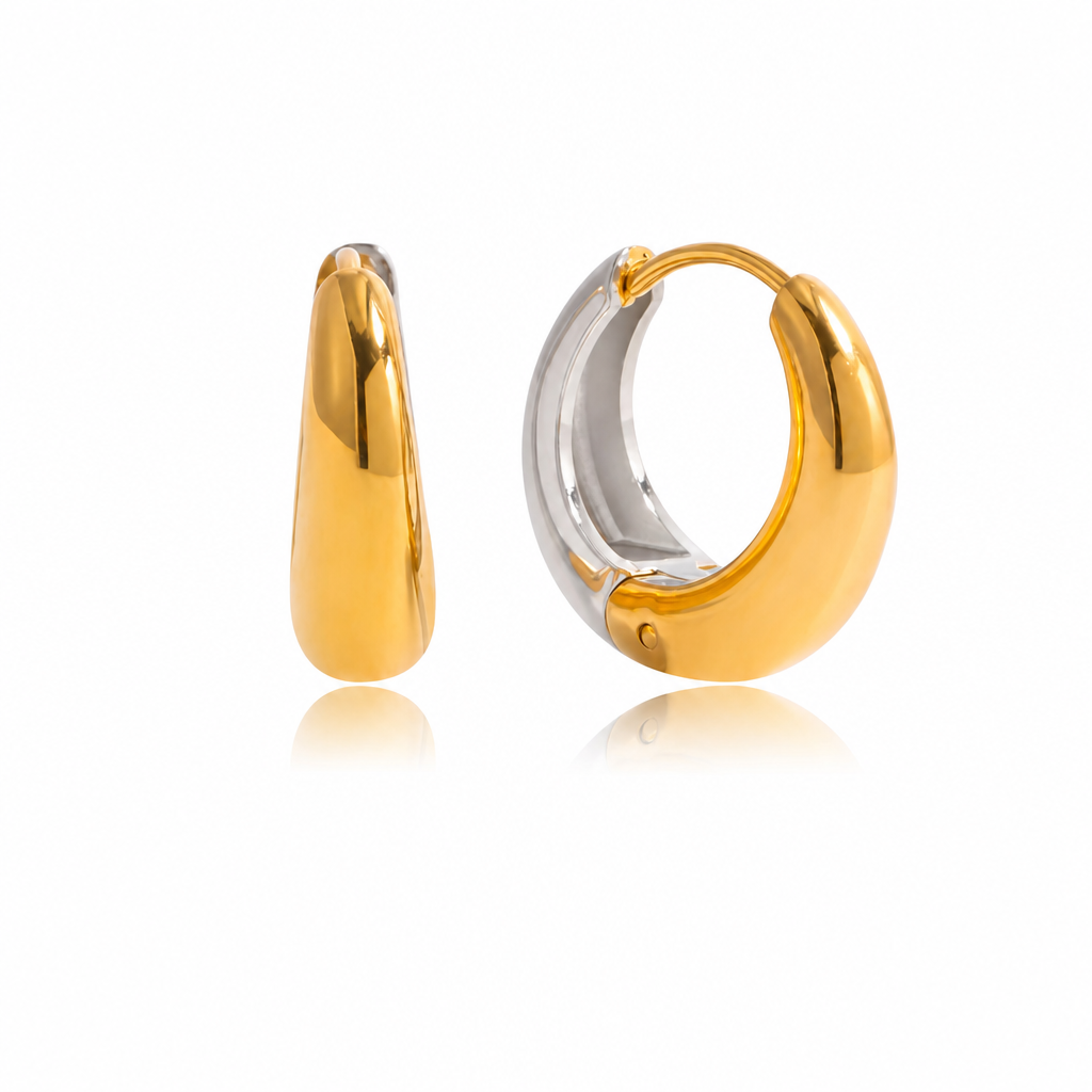 smooth huggies bicolor gold silber mini creolen glatt